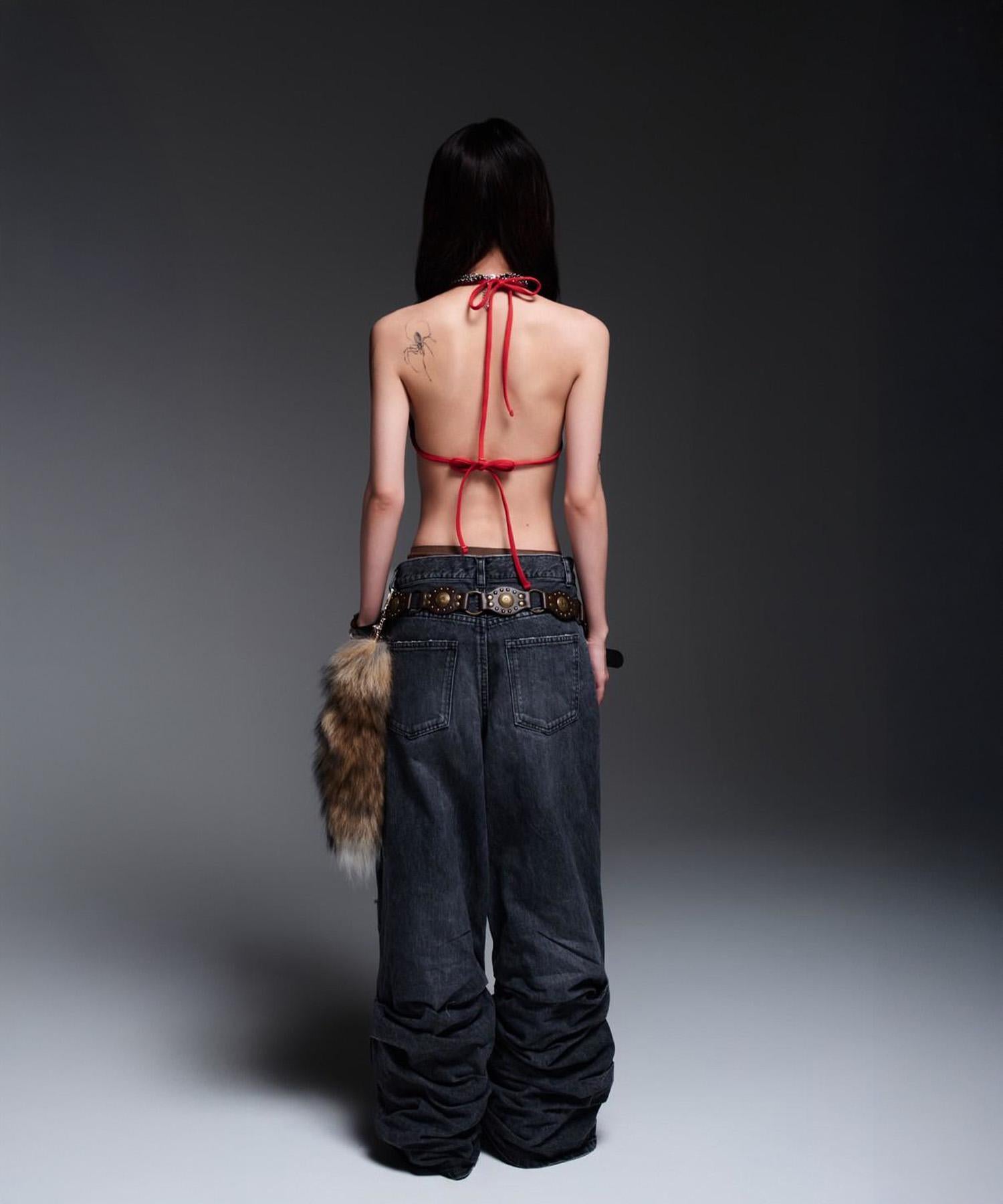 MITSUKI/ミツキ/DENIM CUT-OUT PANTS ブラック