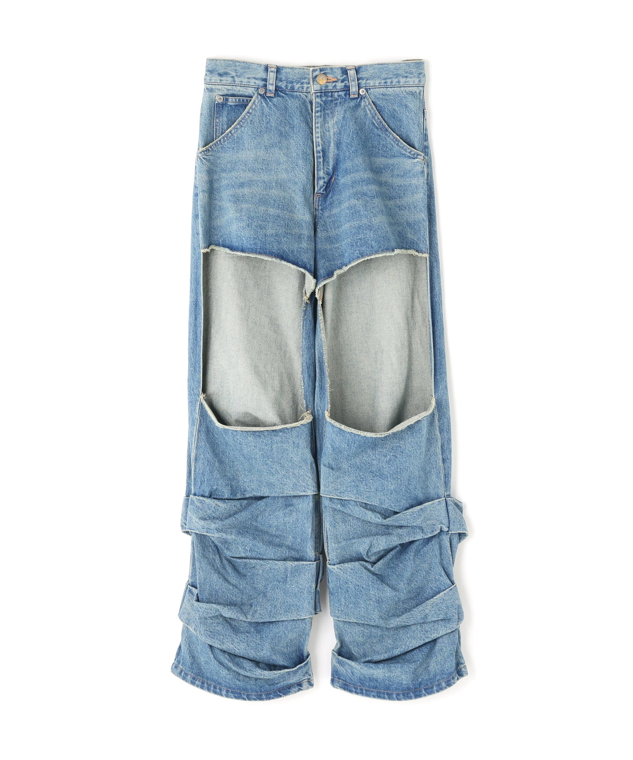 MITSUKI/ミツキ/DENIM CUT-OUT PANTS ブルー