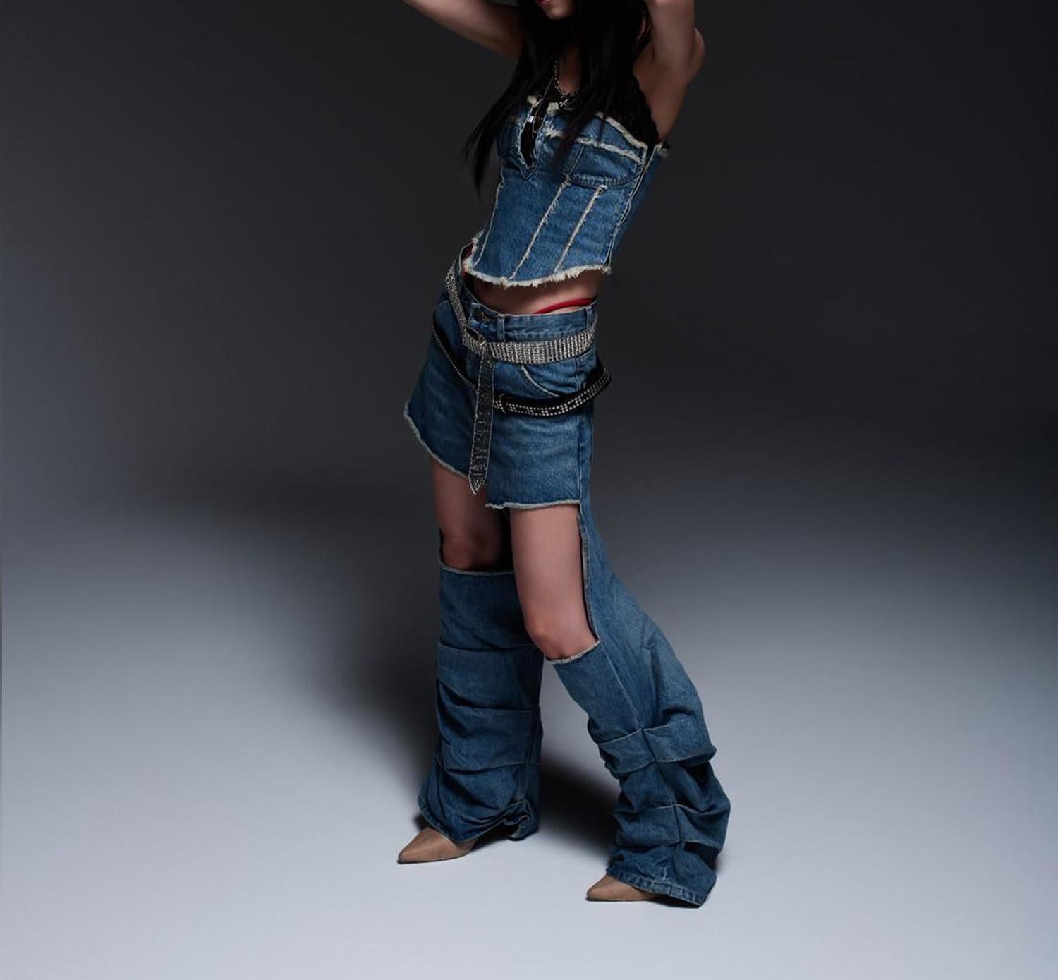 MITSUKI/ミツキ/DENIM CUT-OUT PANTS ブルー