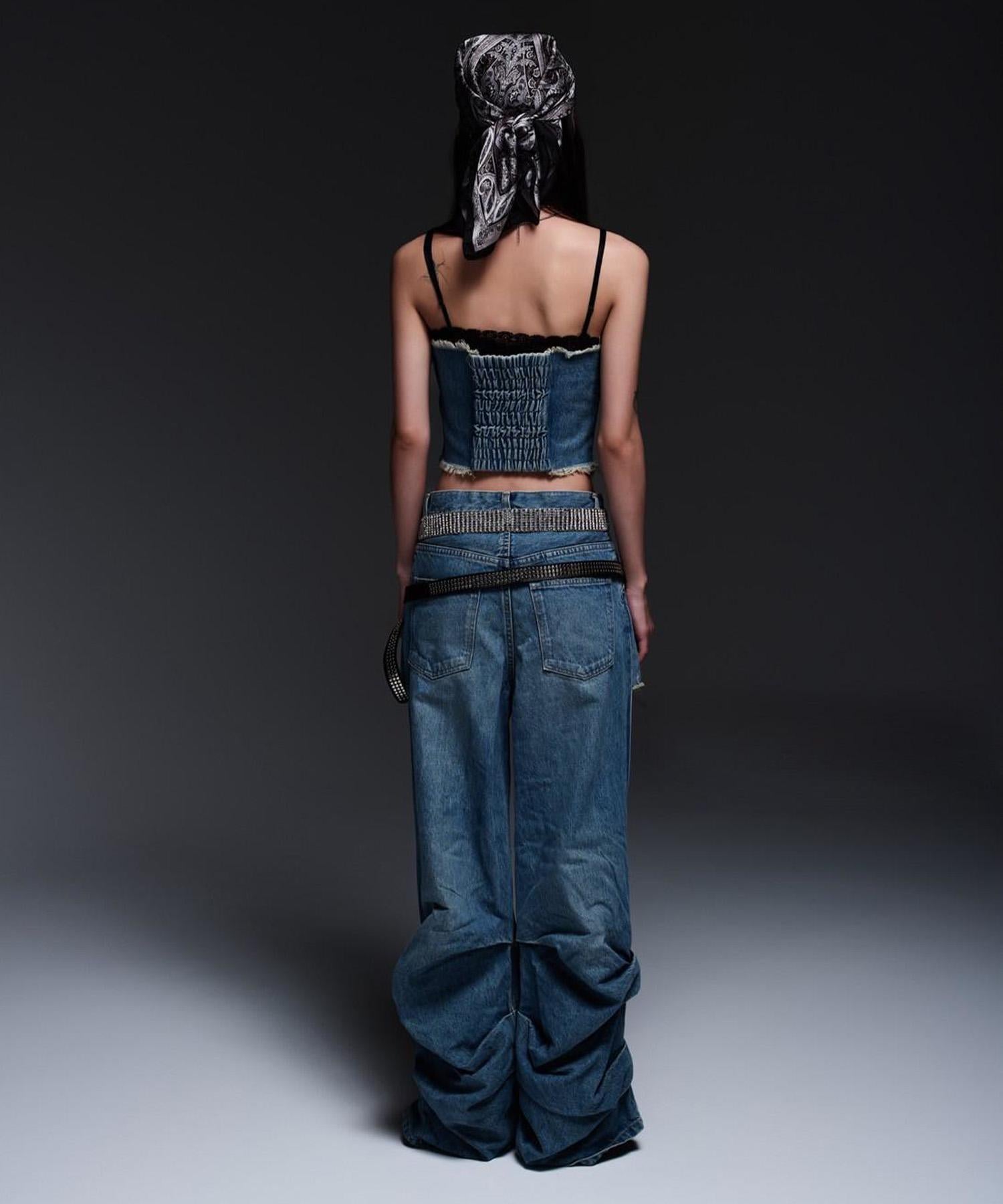 MITSUKI/ミツキ/DENIM CUT-OUT PANTS ブルー