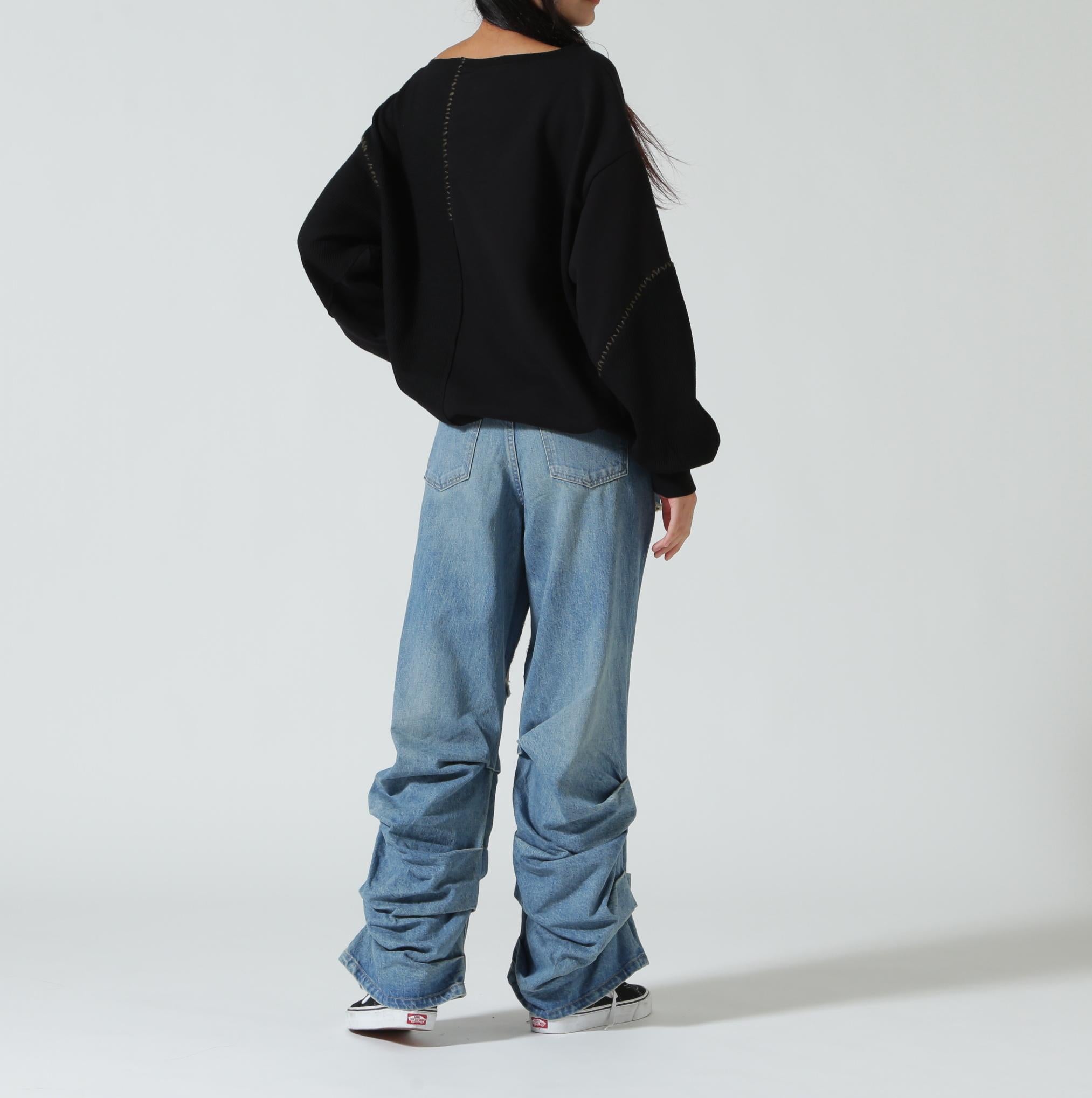 MITSUKI/ミツキ/DENIM CUT-OUT PANTS ブルー