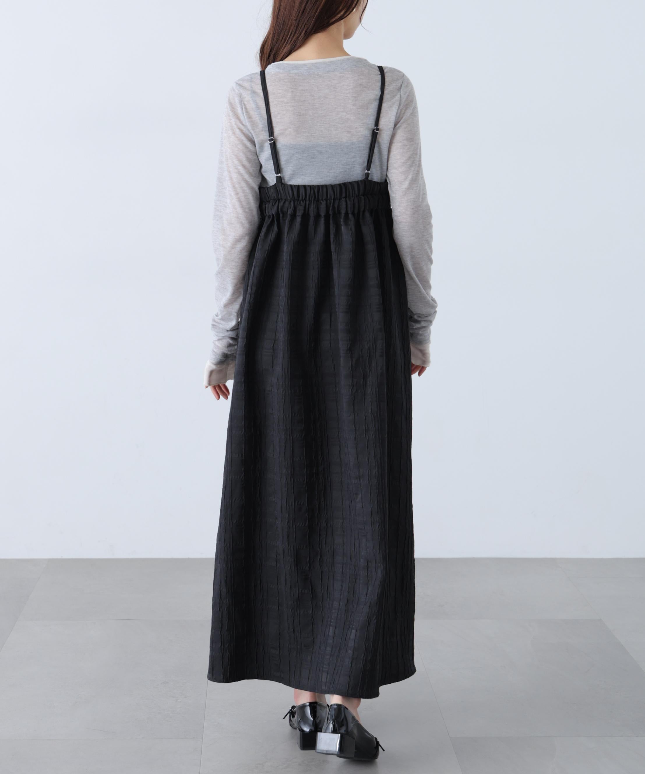 チェックジャガードキャミワンピース ブラック