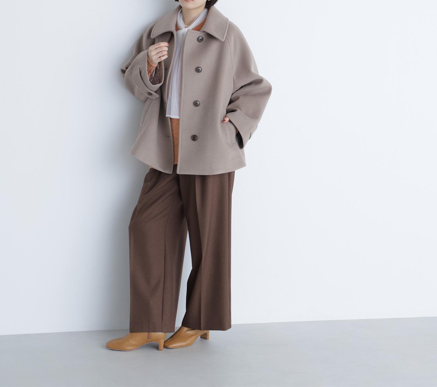 ステンカラーハーフコート ベージュ