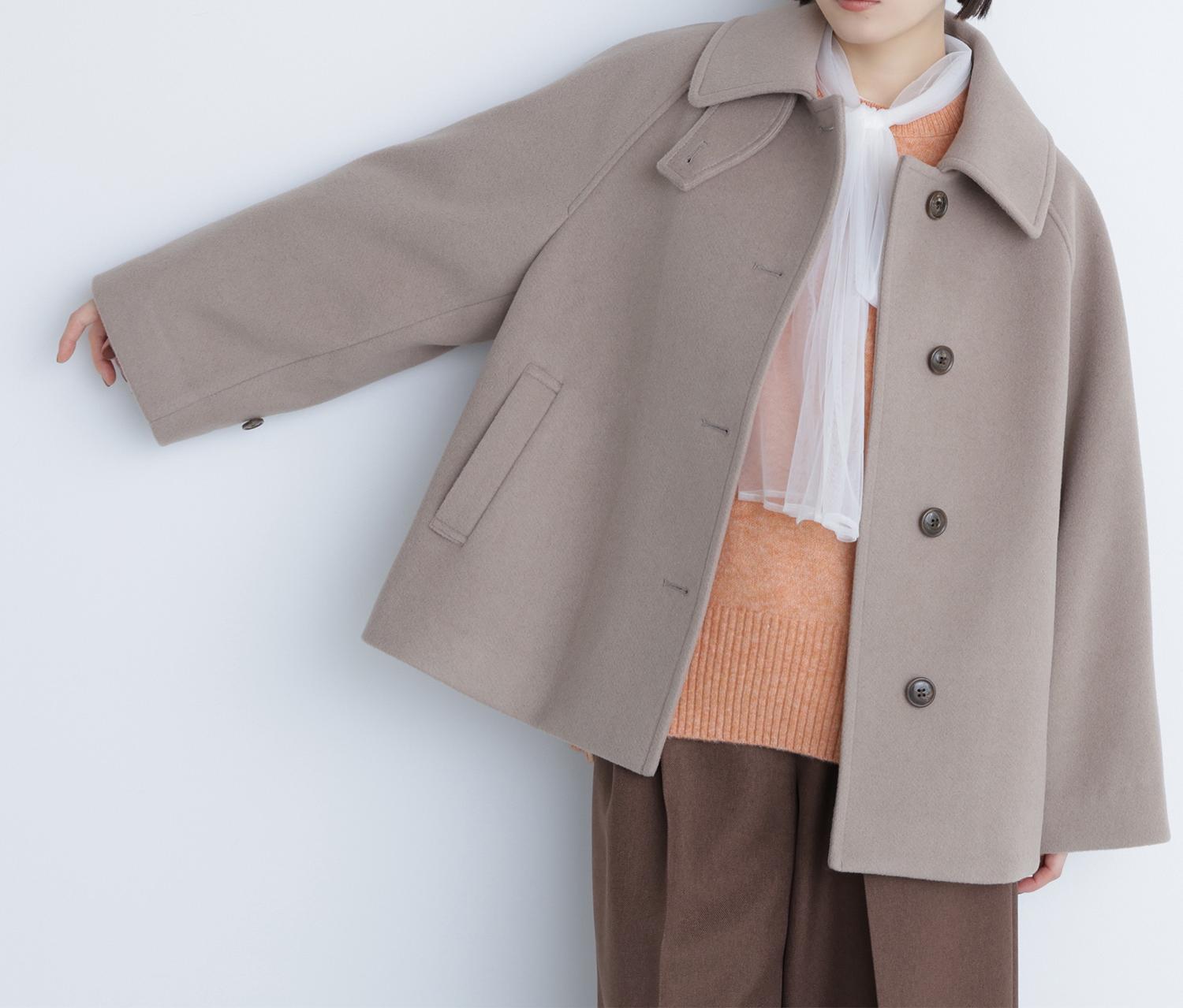 ステンカラーハーフコート ベージュ