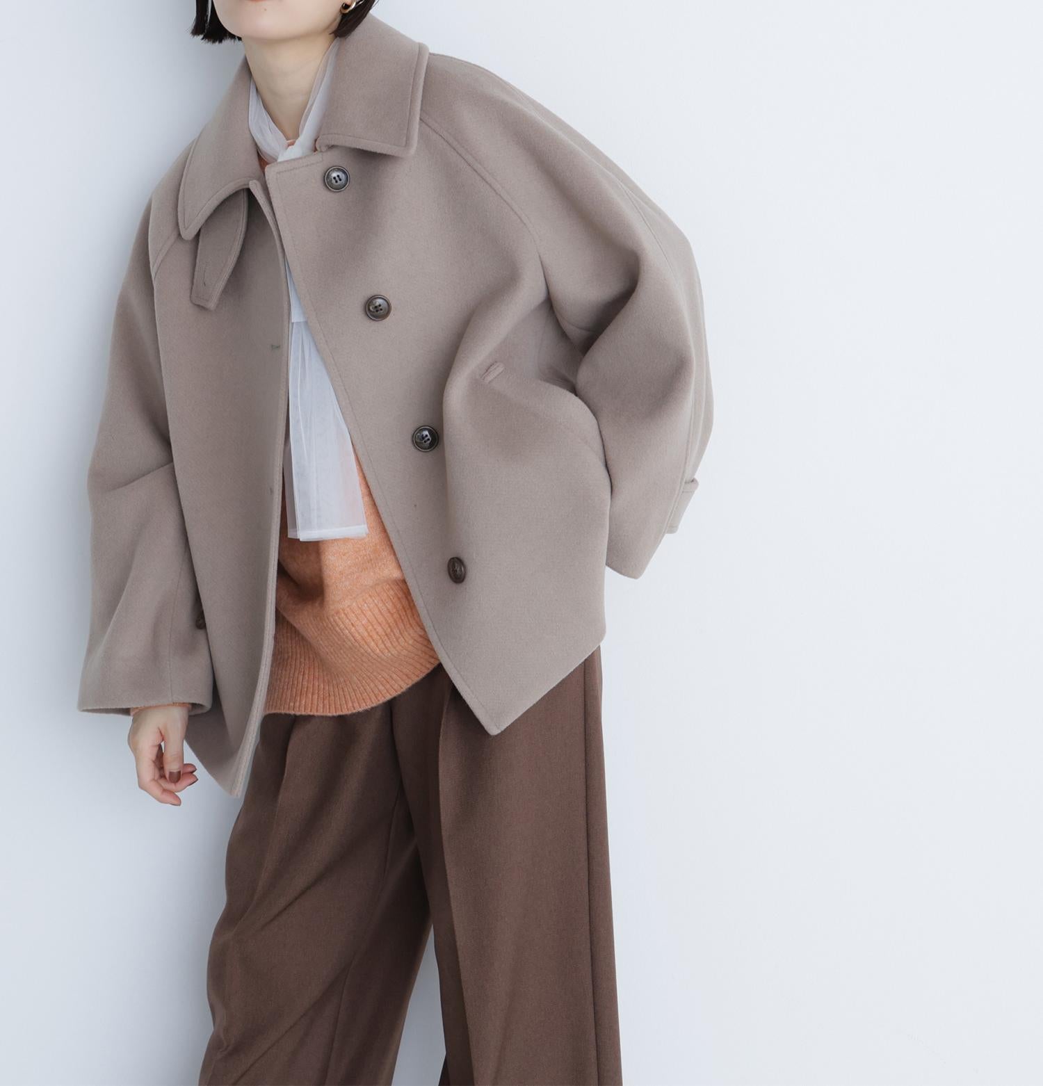 ステンカラーハーフコート ベージュ