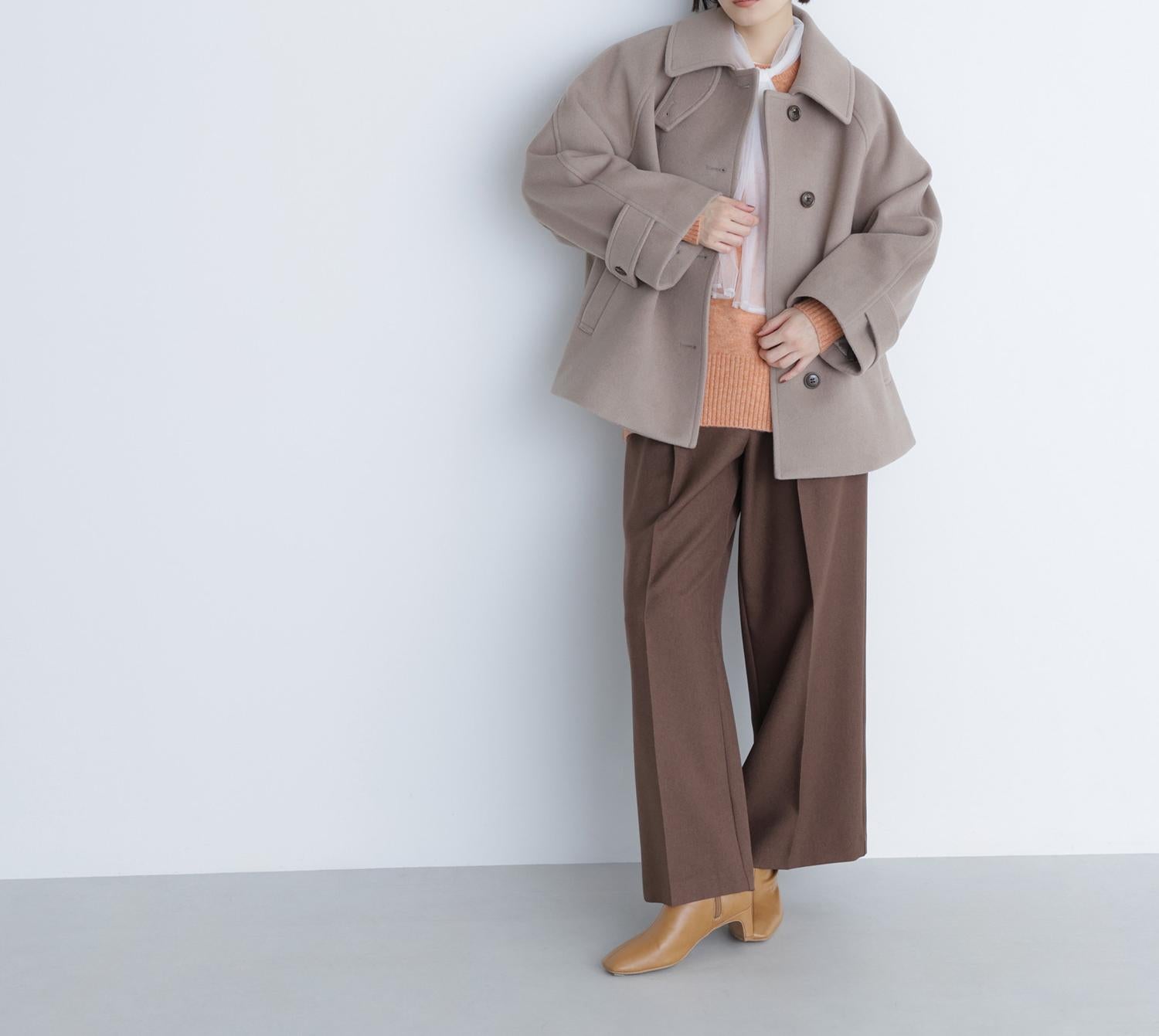 ステンカラーハーフコート ベージュ