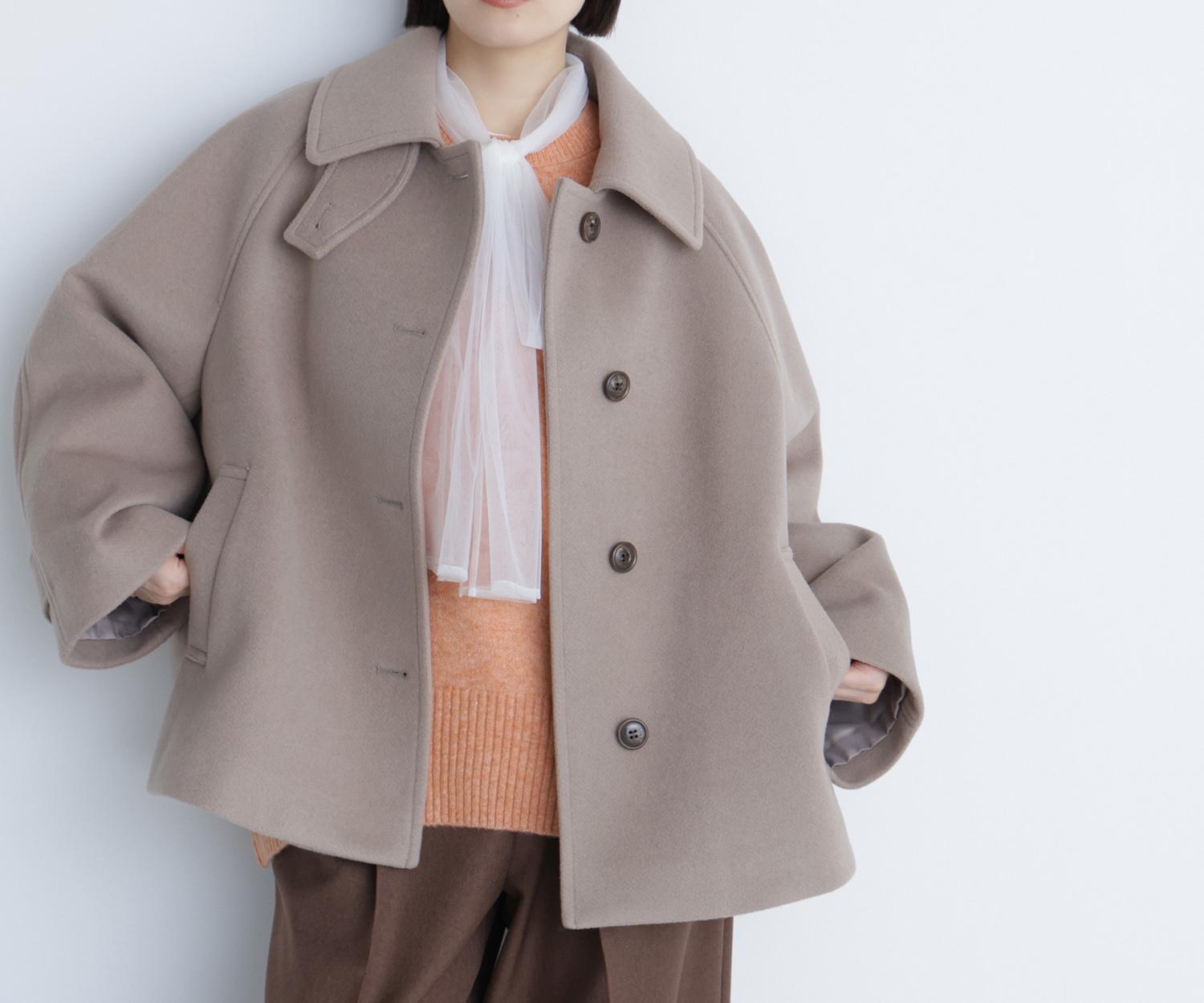 ステンカラーハーフコート ベージュ