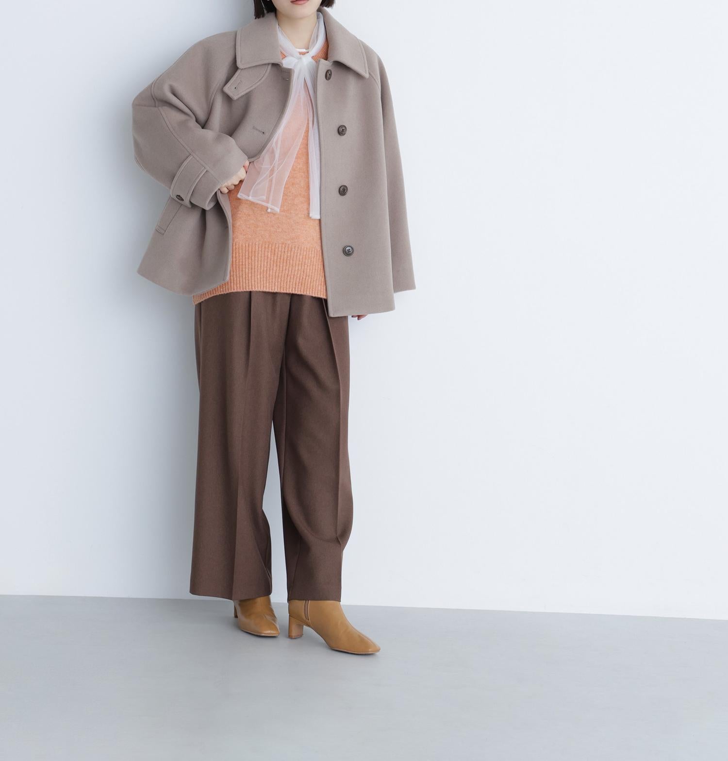 ステンカラーハーフコート ベージュ