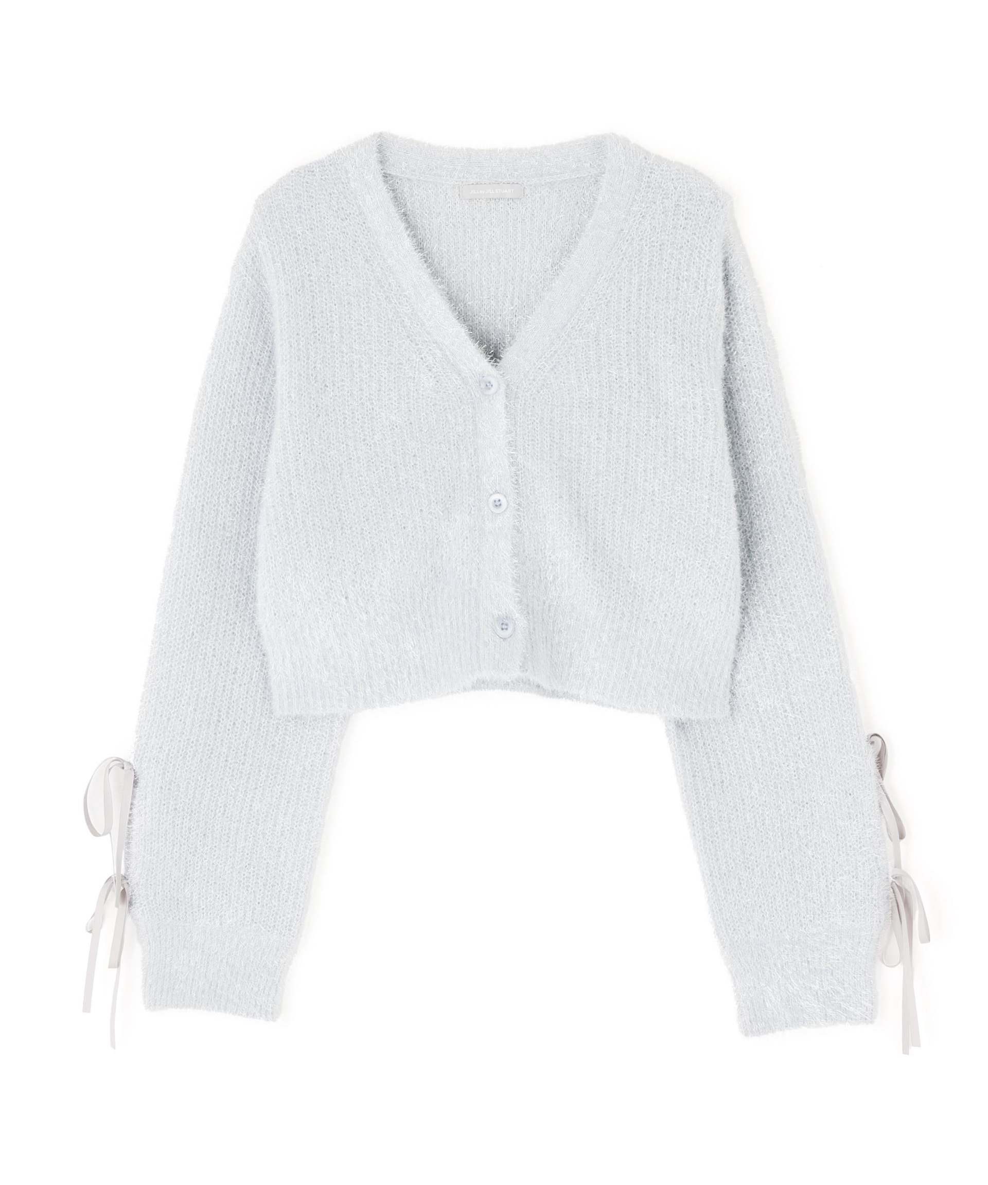 フィルムフェザーヤーンカーディガン ブルー