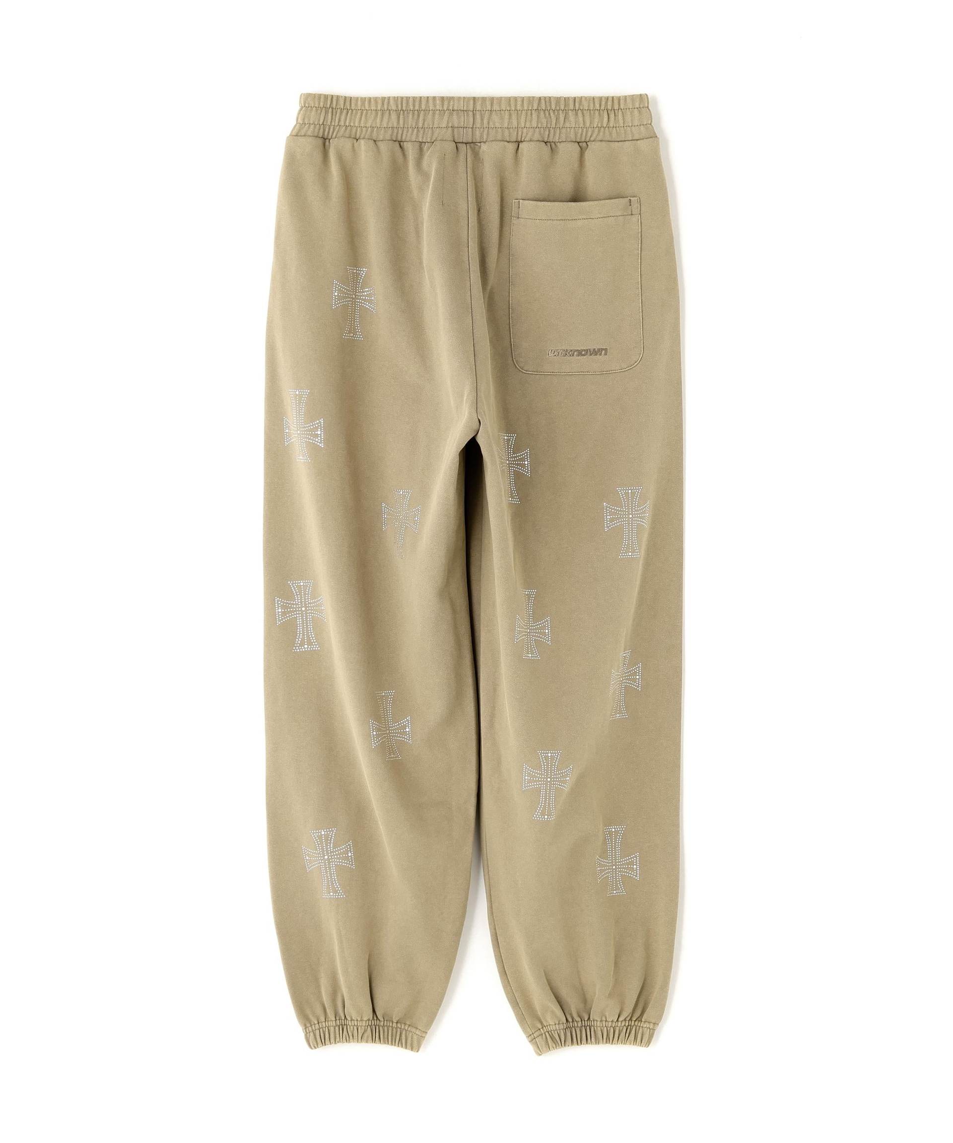 UNKNOWNLONDON/アンノウンロンドン/OUTLINE RHINESTONE SWEAT PANTS ベージュ