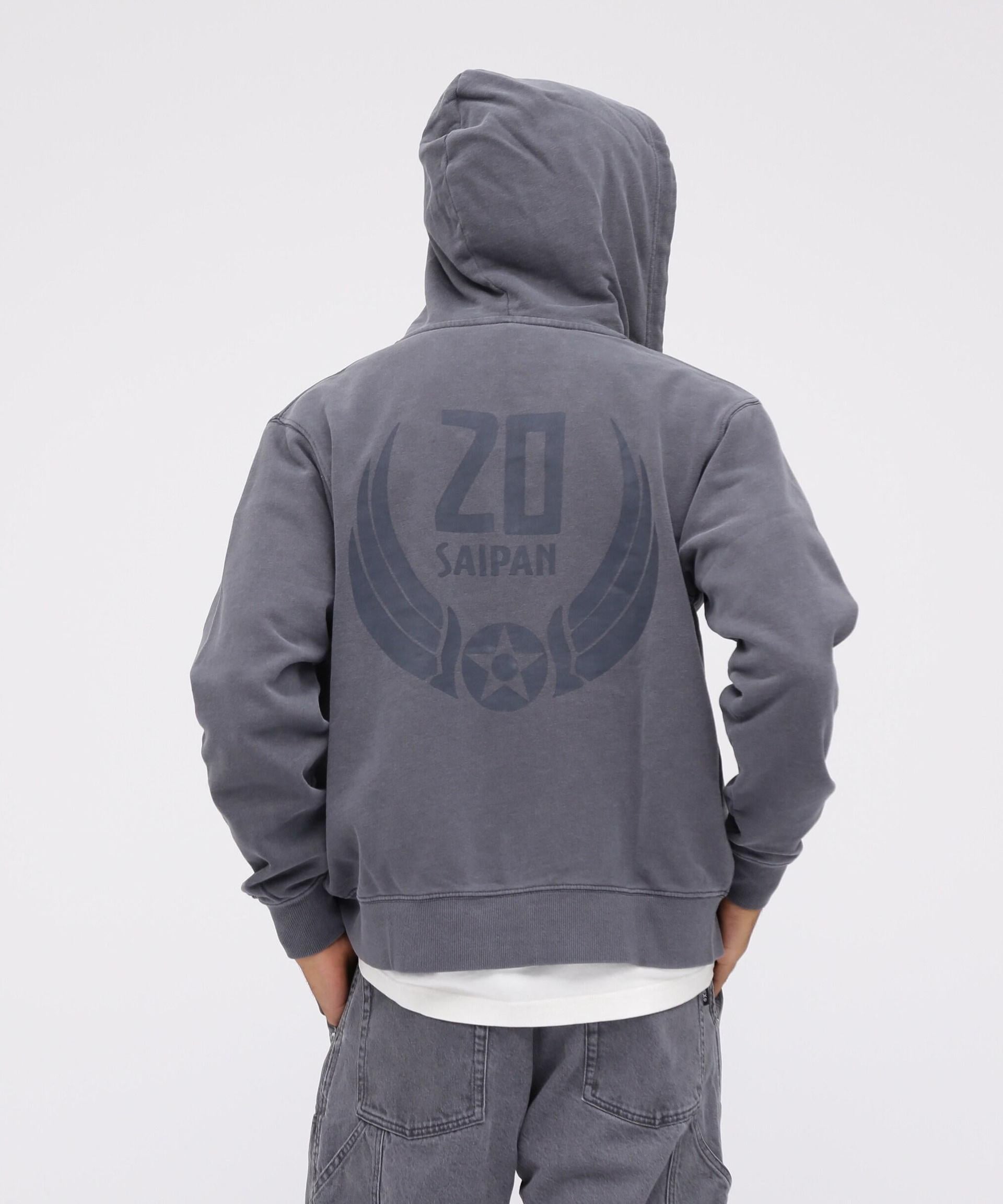 《WER限定》FADE WASH ZIP UP PA>KA "SAIPAN" / フェイドウォッシュ ジップアップパーカー "サイパン"  チャコール
