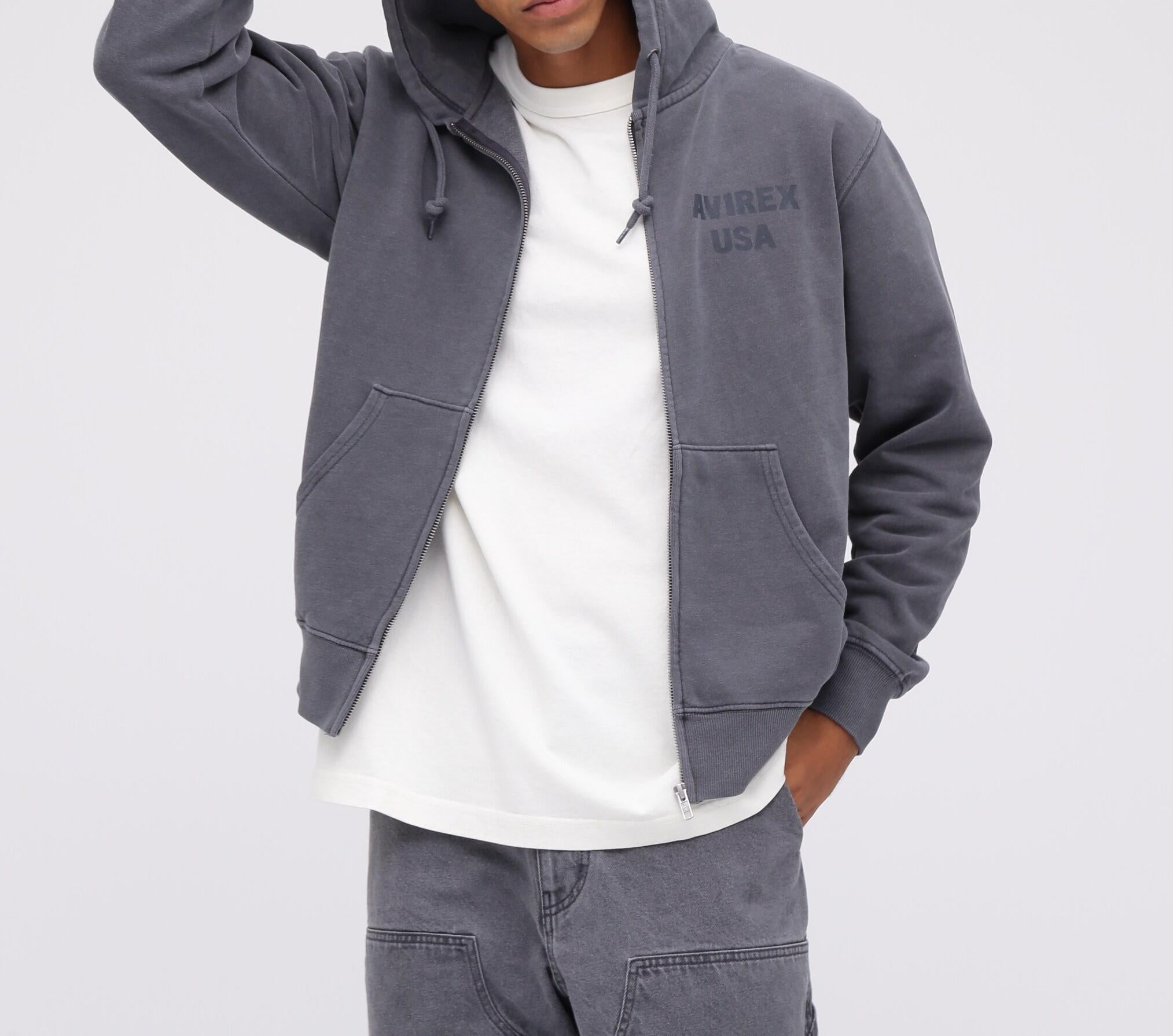 《WER限定》FADE WASH ZIP UP PA>KA "SAIPAN" / フェイドウォッシュ ジップアップパーカー "サイパン"  チャコール