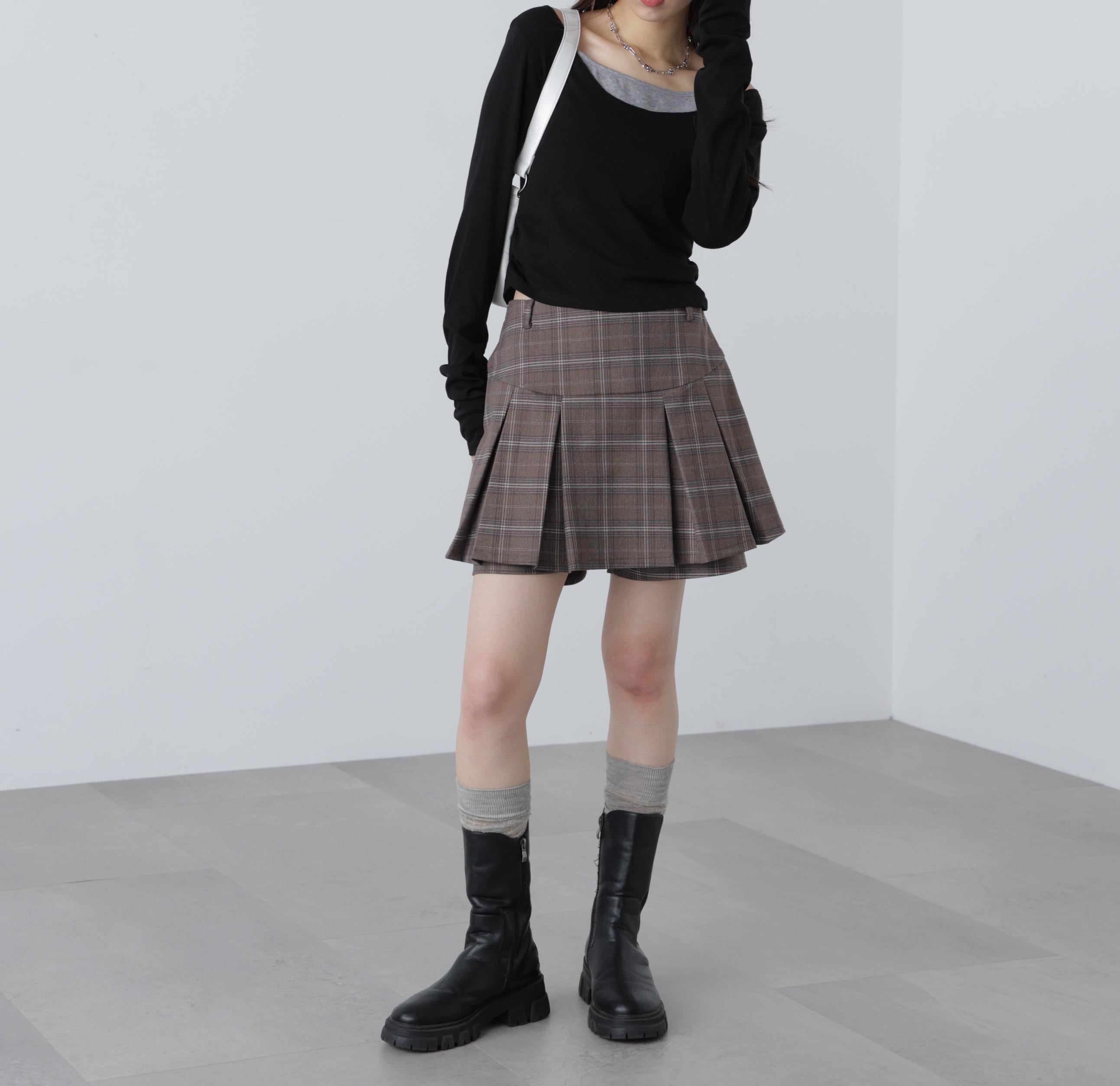 ワンショルキャミレイヤード風カットソー ブラック