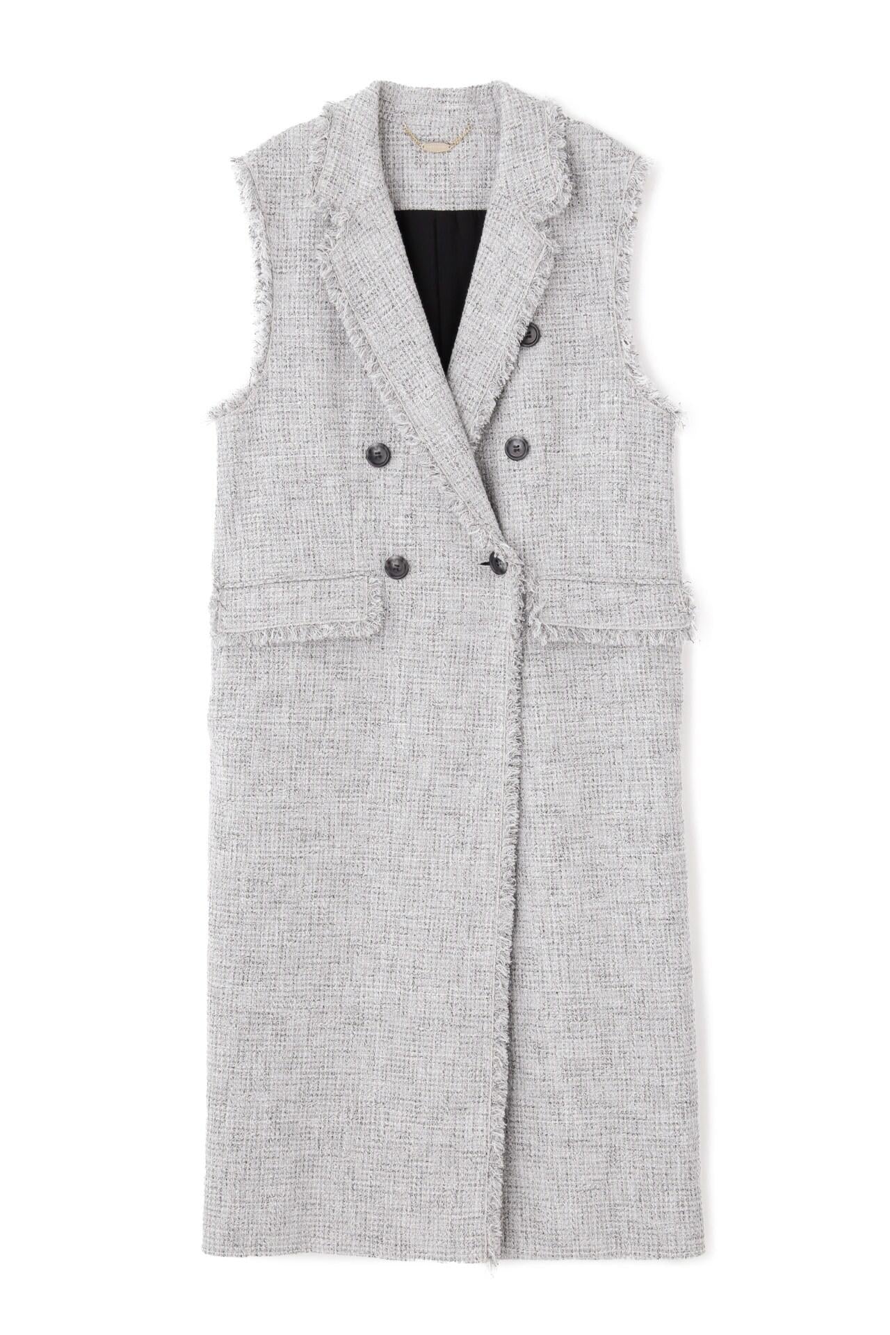 [U>RAN P>ECIOUS] ダブルブレストツイードジレ グレー1