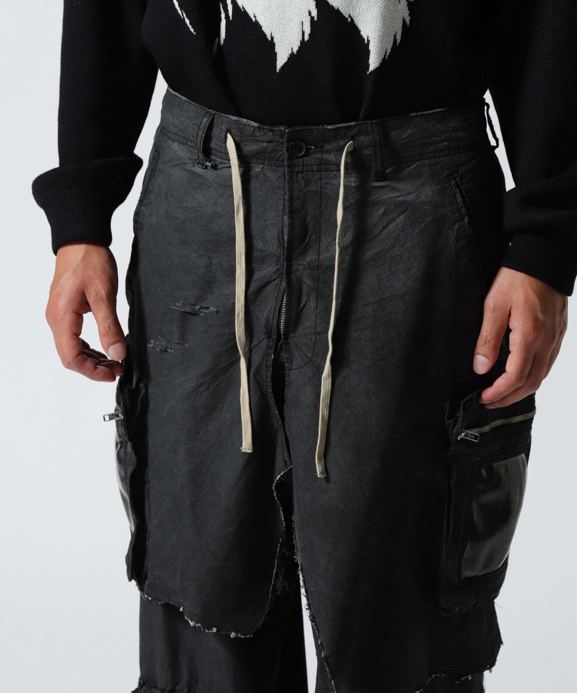 FR(13)NDS/フレンズ/Fake Layered Cargo Pants ブラック