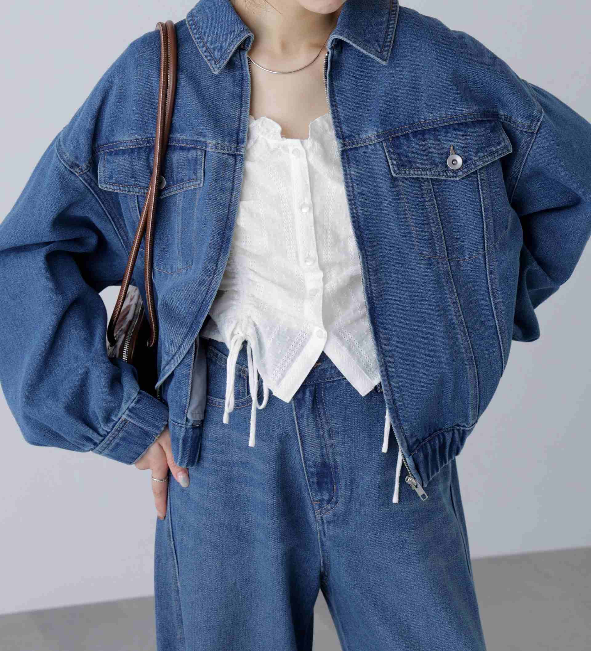 オーバーサイズデニムジャケット ライトインディゴオーバーダイ1