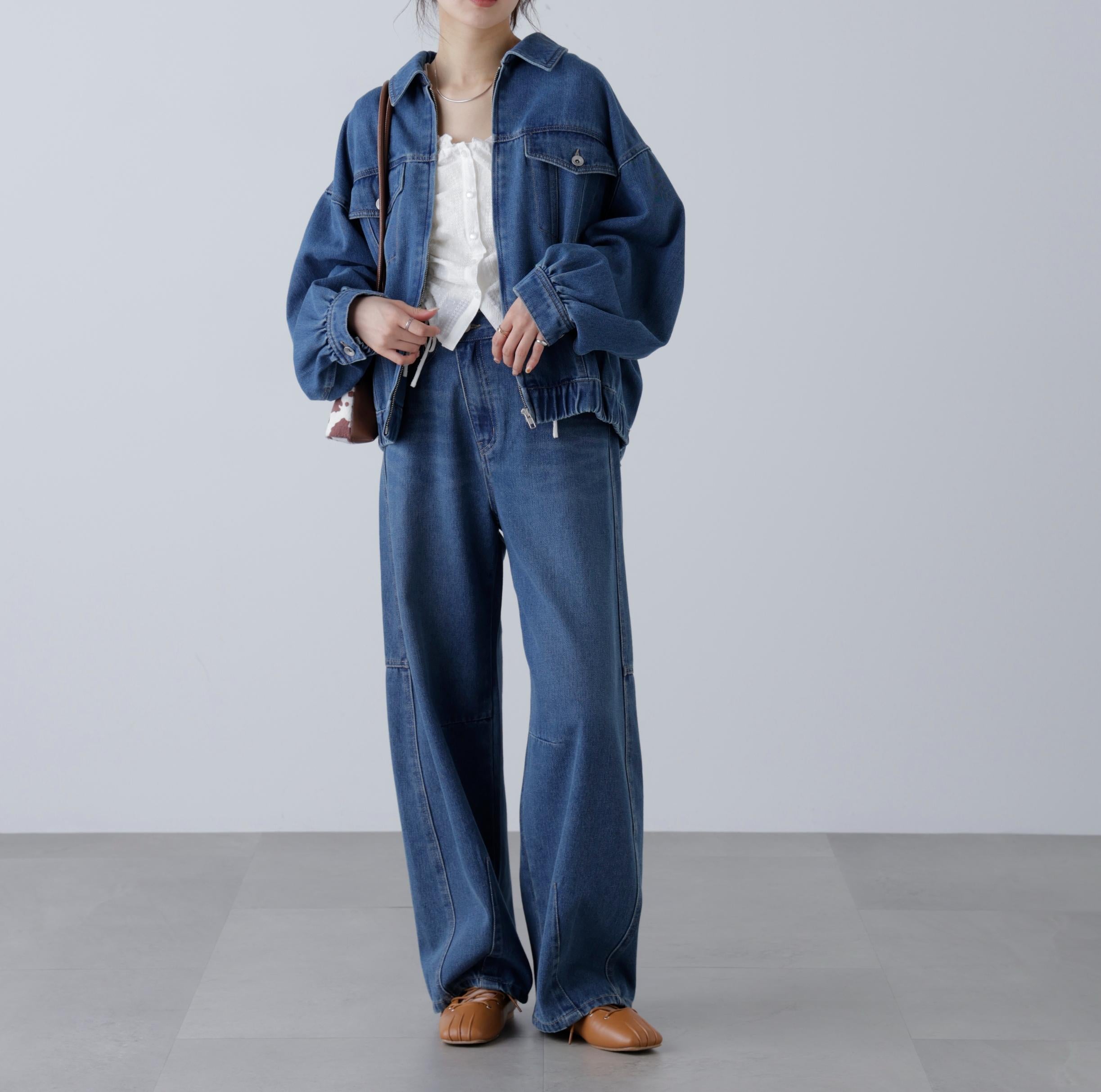 オーバーサイズデニムジャケット ライトインディゴオーバーダイ1
