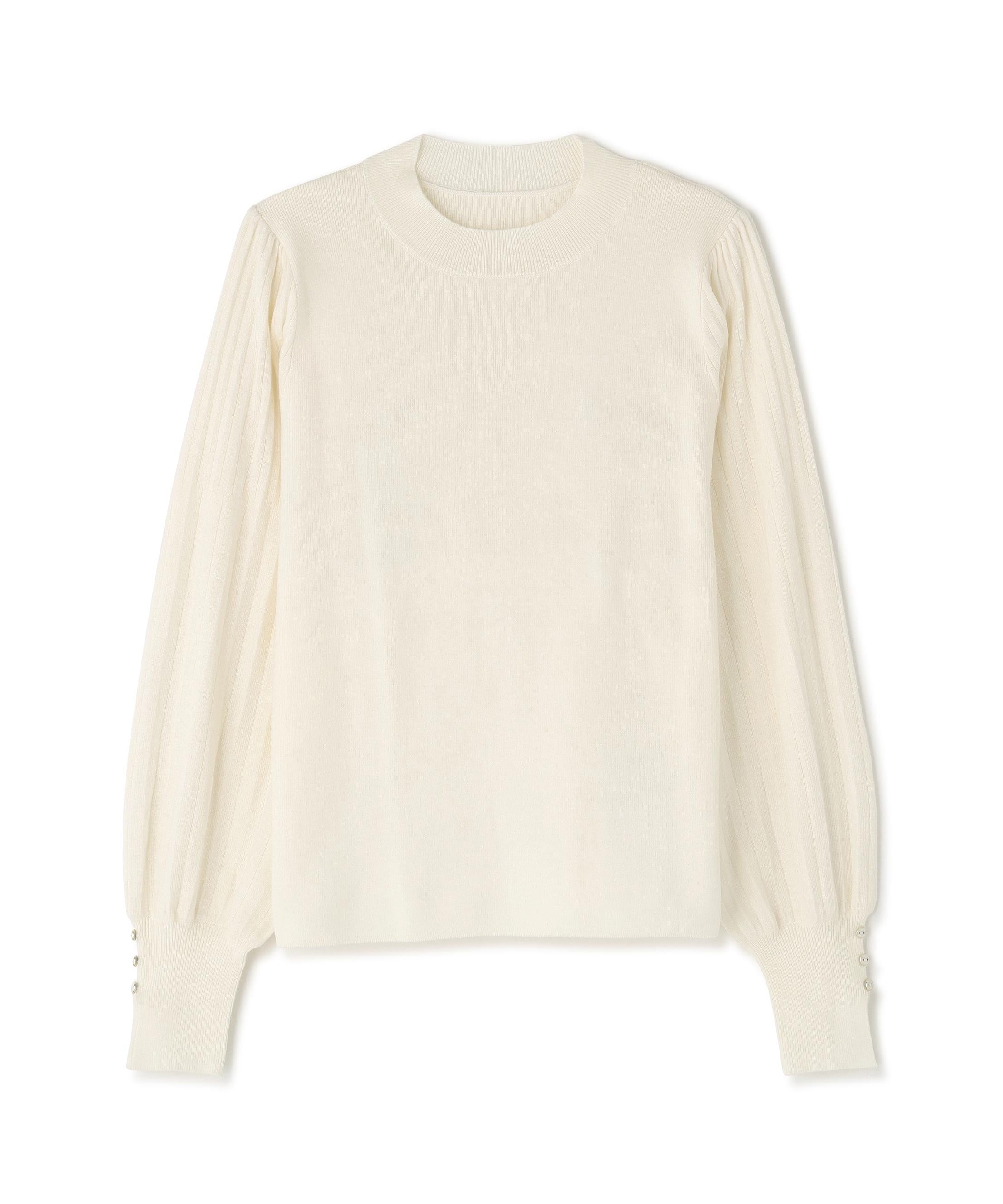 プリーツスリーブニット オフホワイト1