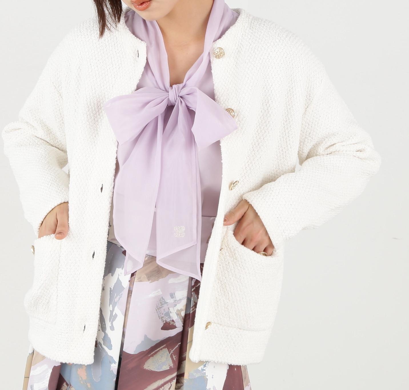 エリツキツイードニットカーディガン エクリュ1