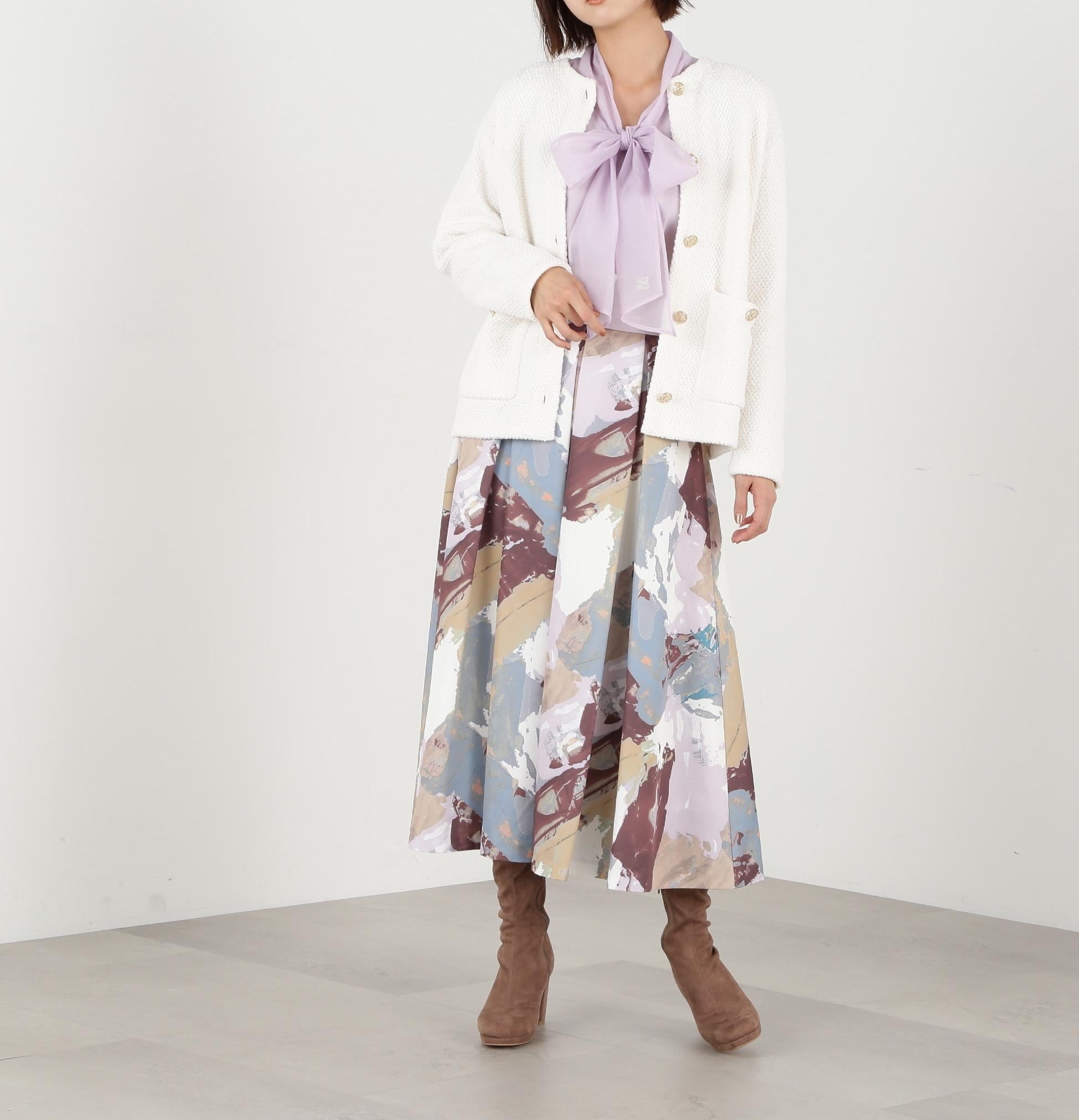 エリツキツイードニットカーディガン エクリュ1