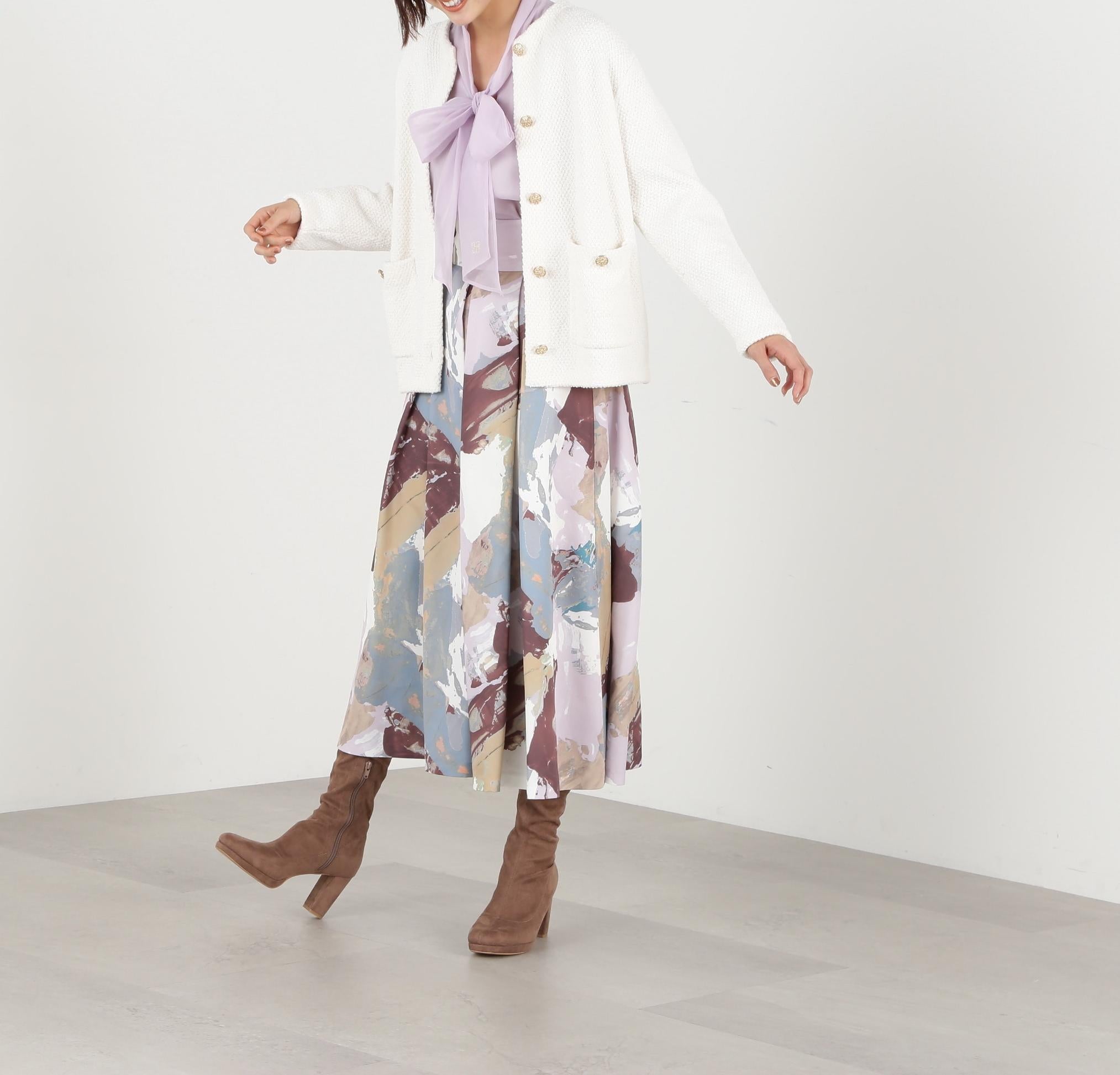 エリツキツイードニットカーディガン エクリュ1