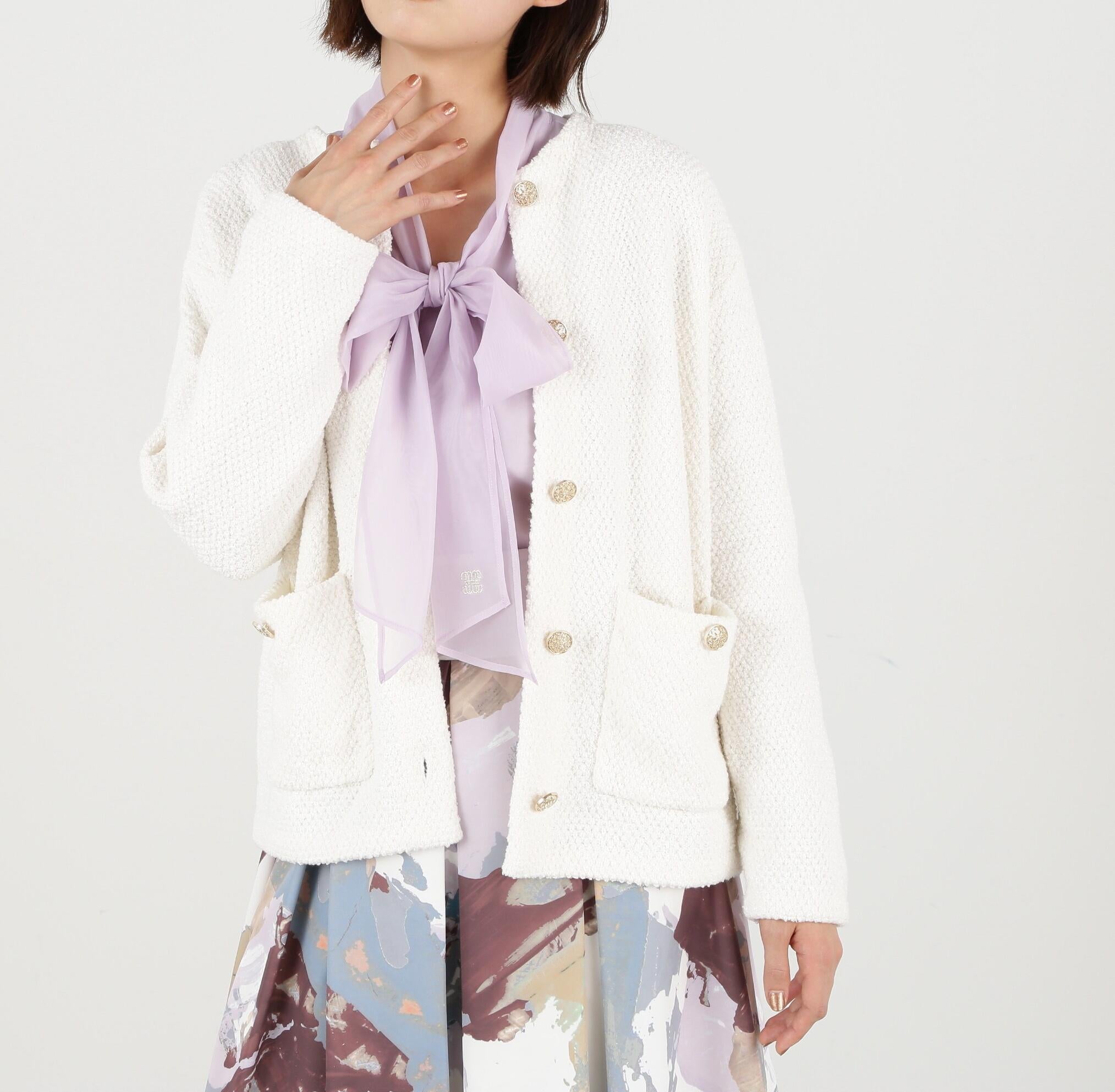 エリツキツイードニットカーディガン エクリュ1