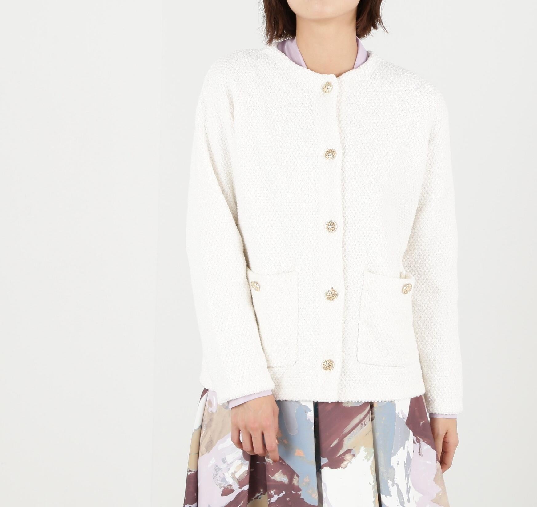 エリツキツイードニットカーディガン エクリュ1