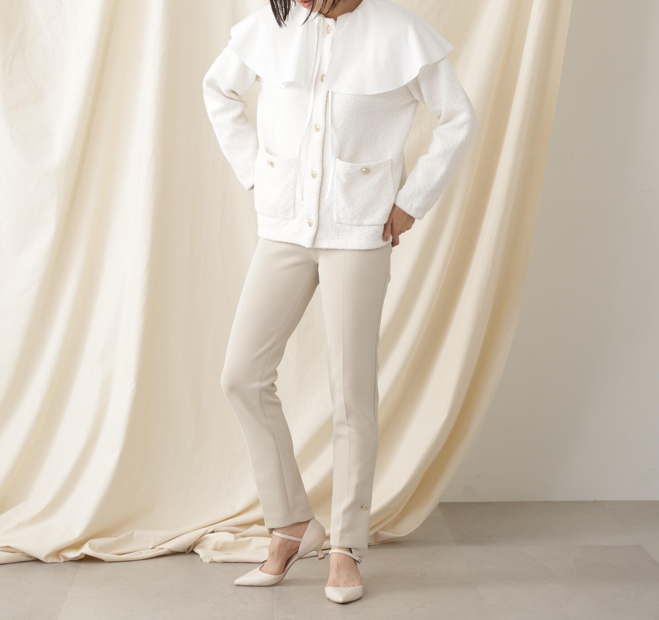 エリツキツイードニットカーディガン エクリュ1