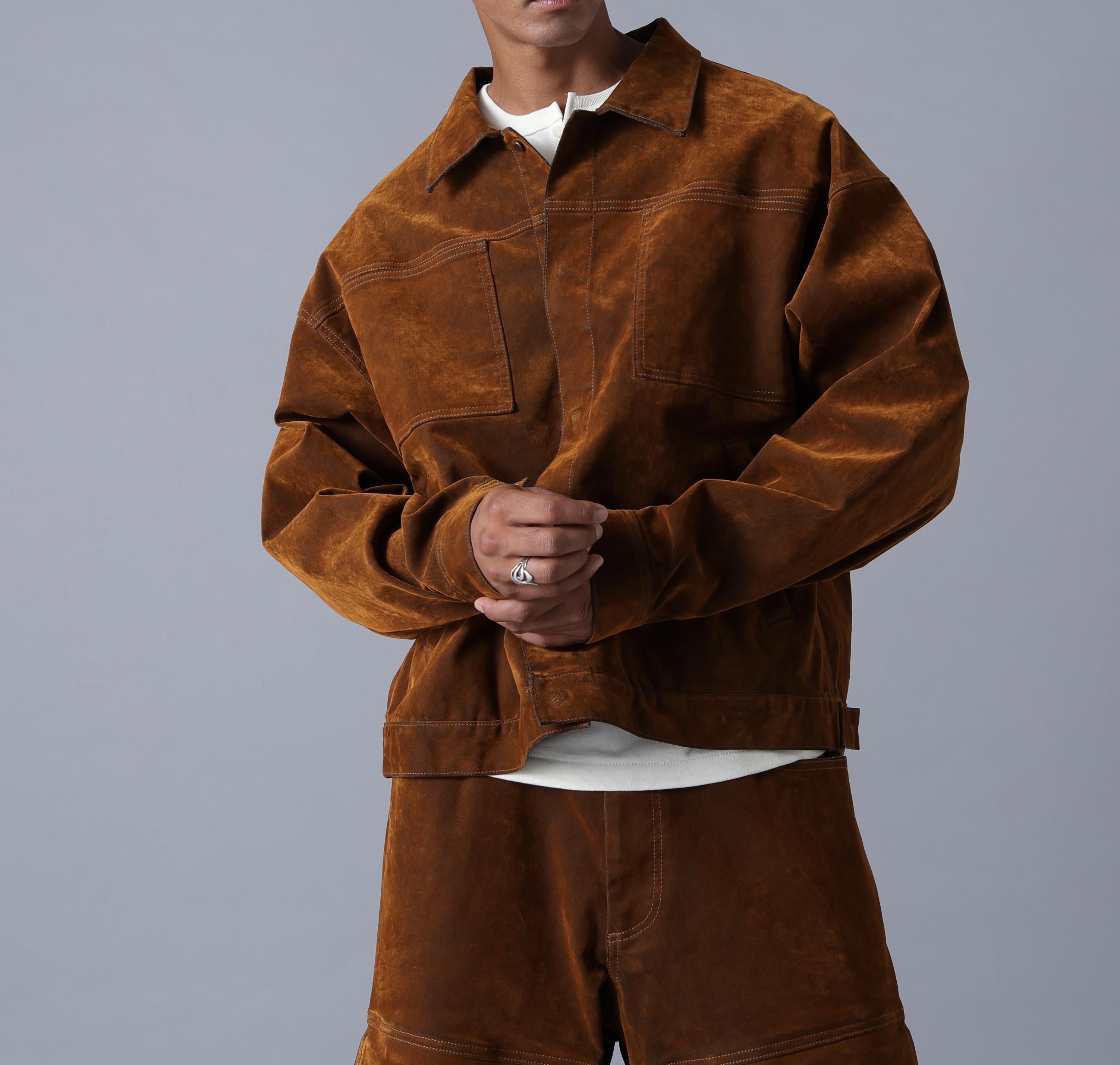 DankeSchon/ダンケシェーン/FLOCKY DENIM SHO>T JACKET ブラウン