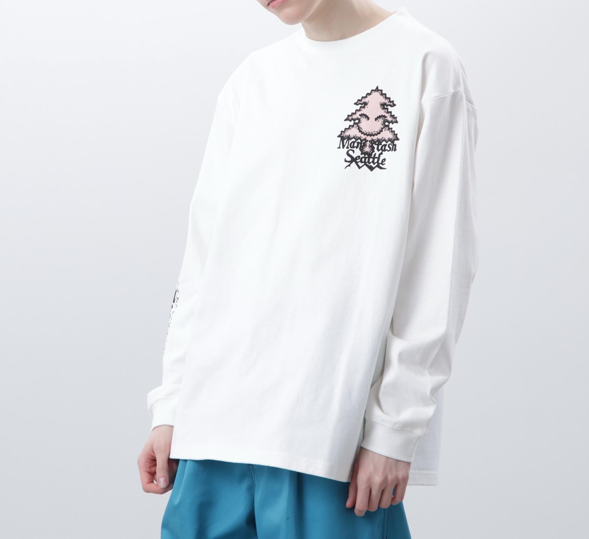 MANASTASH/マナスタッシュ/ >E:CTN L/S TEE T>EE/ロンTツリー ホワイト