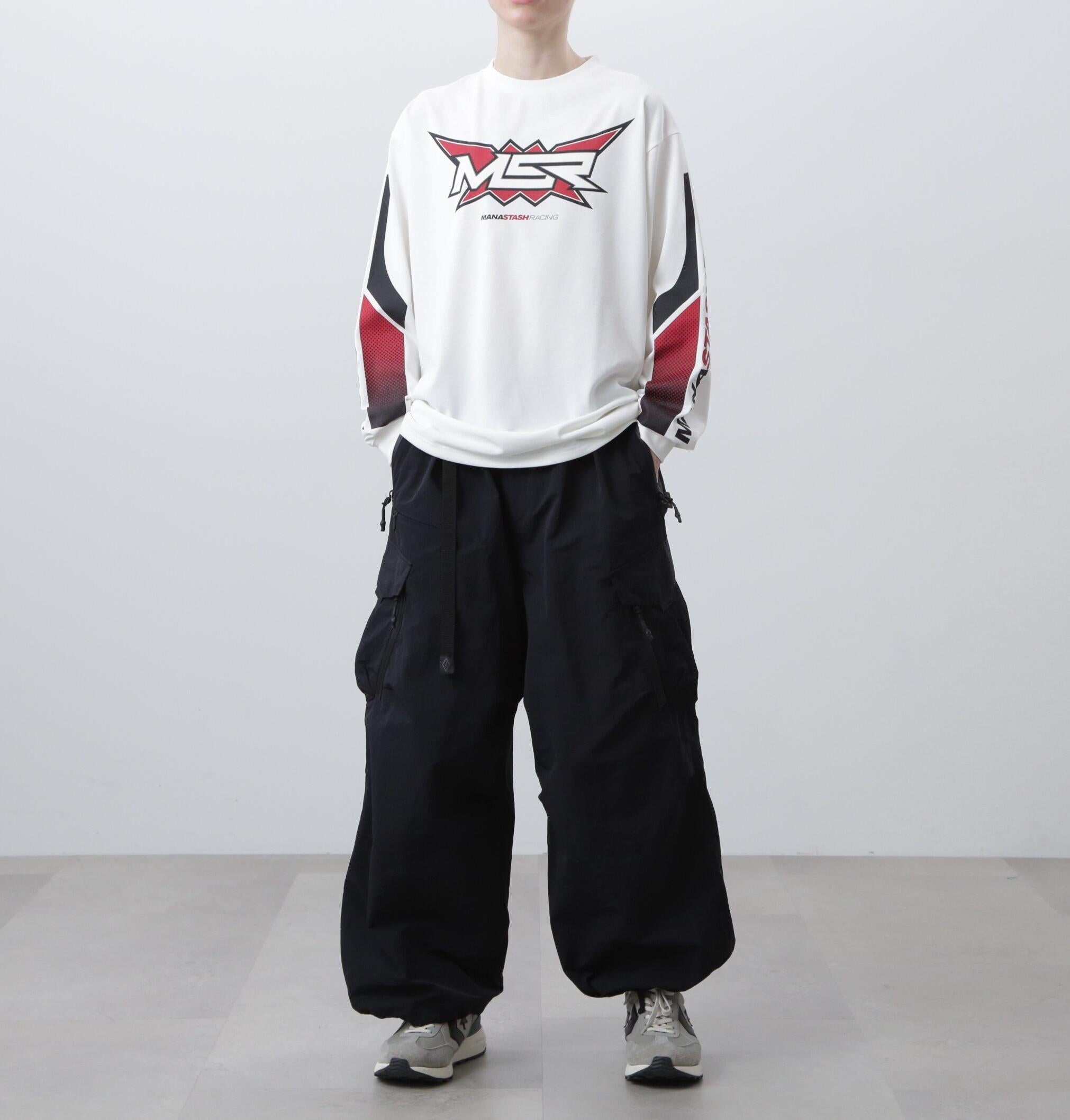 MANASTASH/マナスタッシュ/>E:POLY  L/S TEE MS> ホワイト