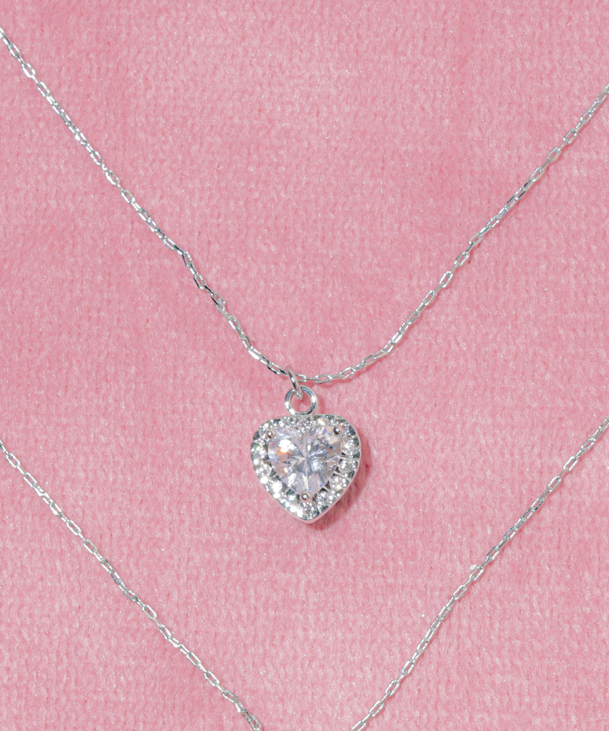 Cubic プチハートネックレス シルバー