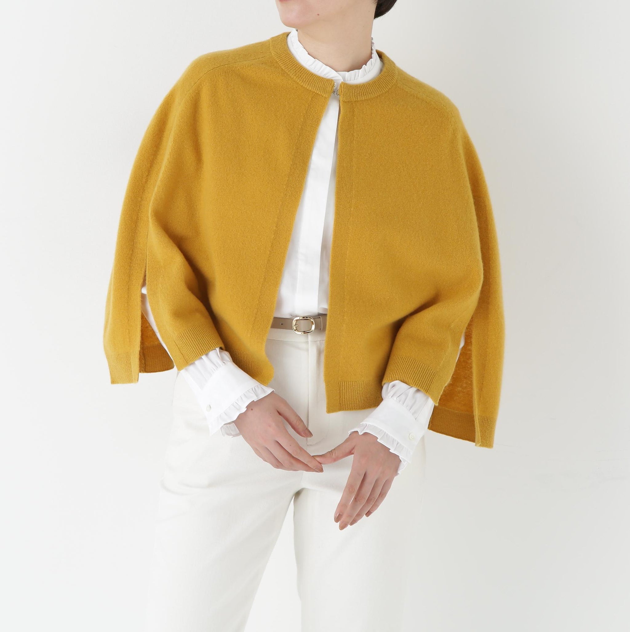 ハイゲージウールケープニット イエロー