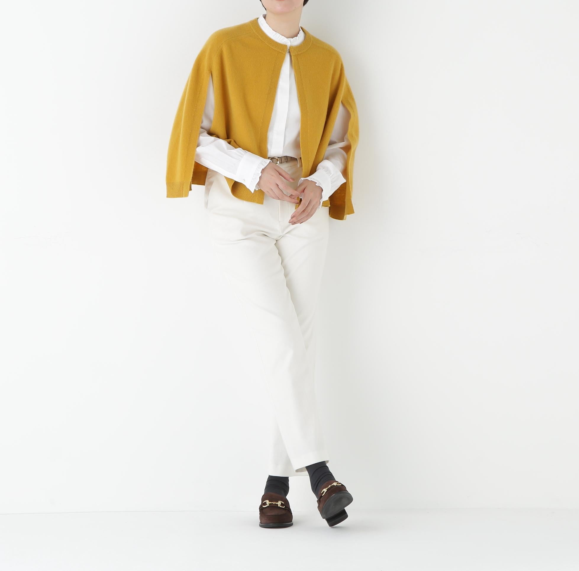 ハイゲージウールケープニット イエロー