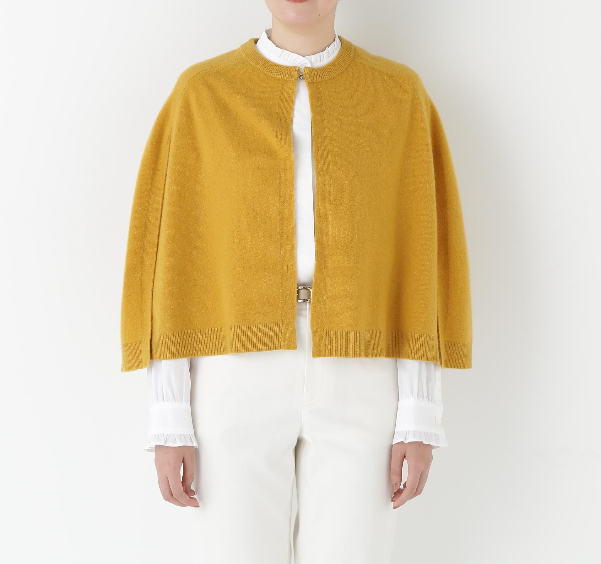 ハイゲージウールケープニット イエロー