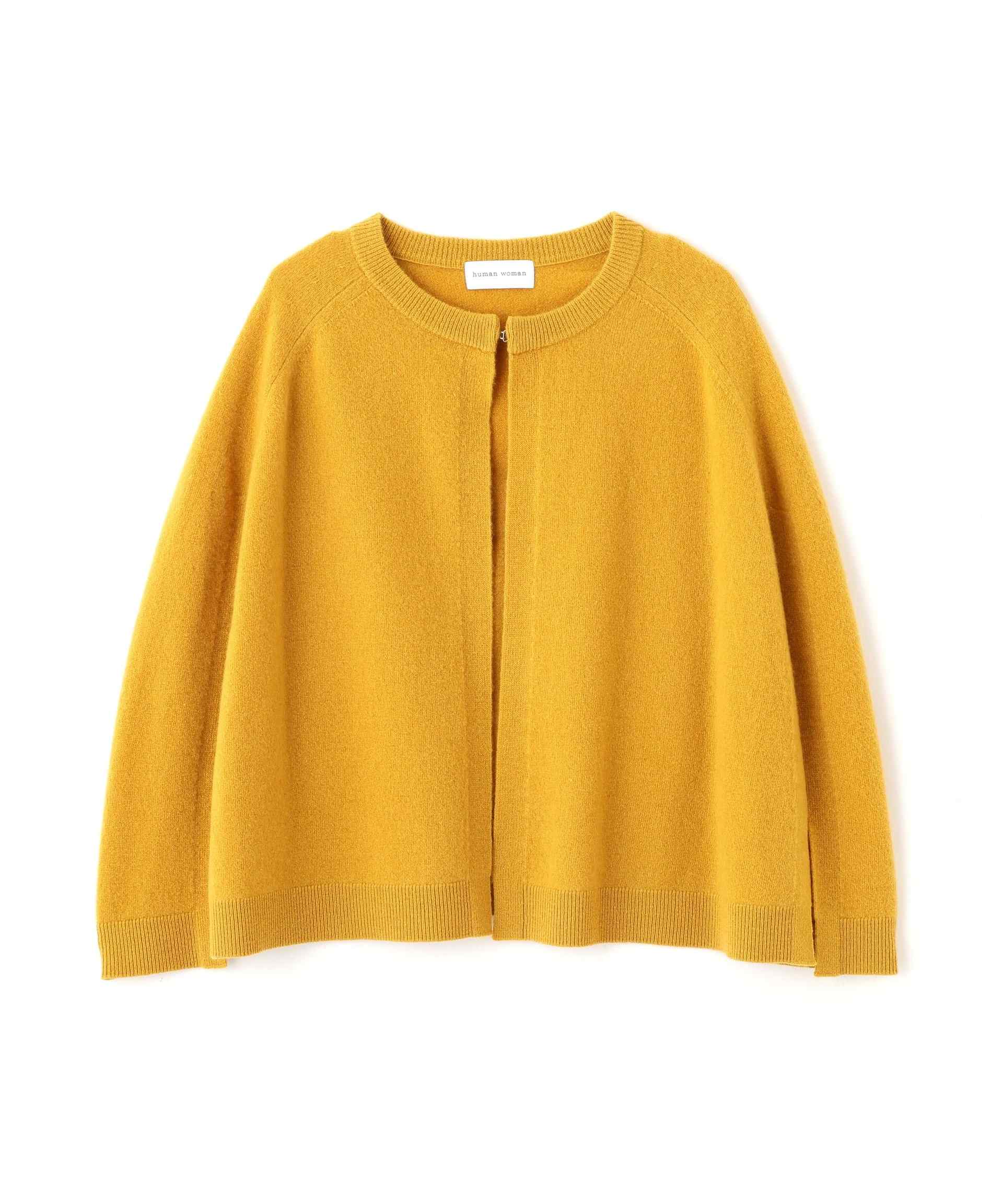 ハイゲージウールケープニット イエロー