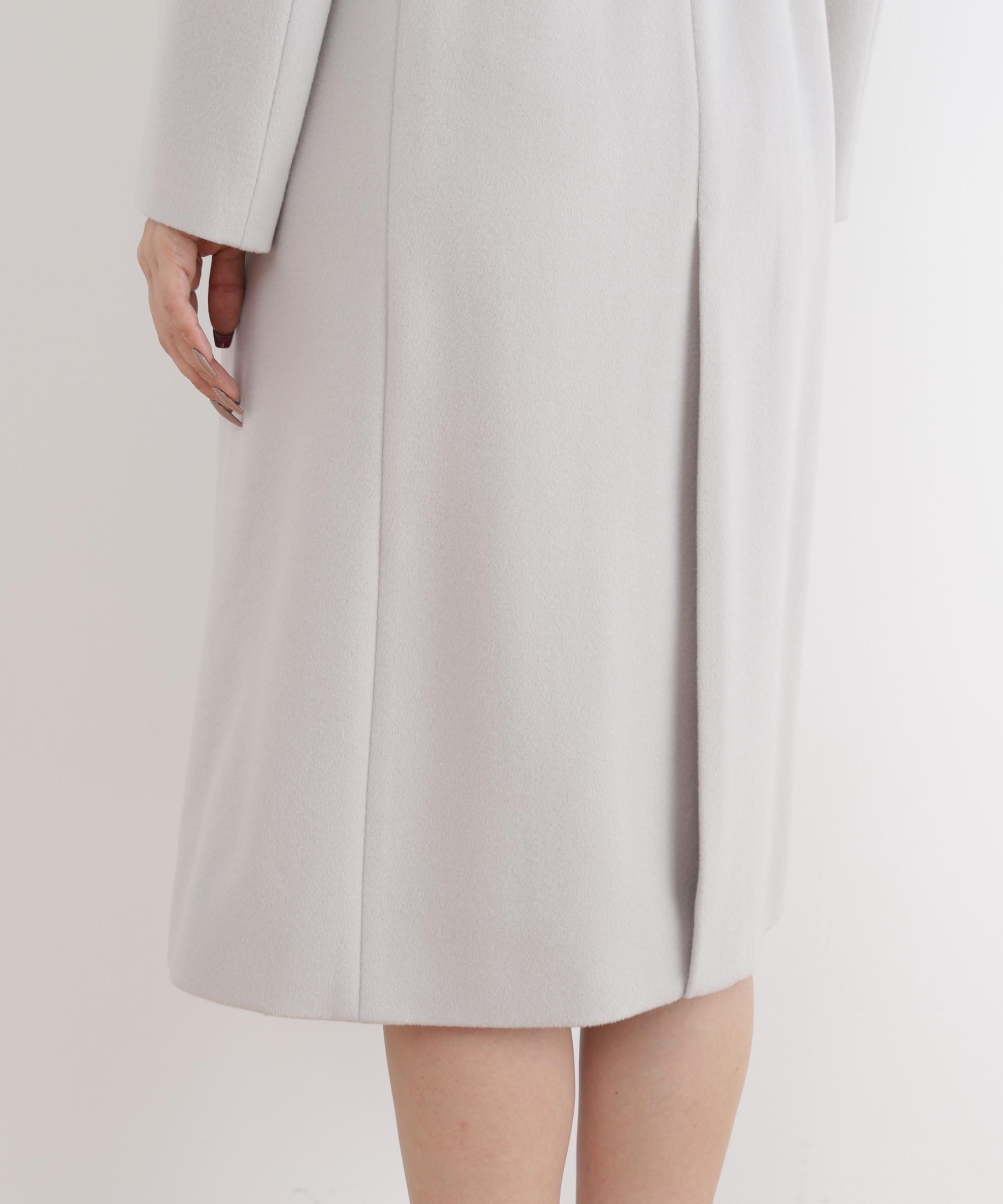 カシミヤ混ベルテッドコート グレー1