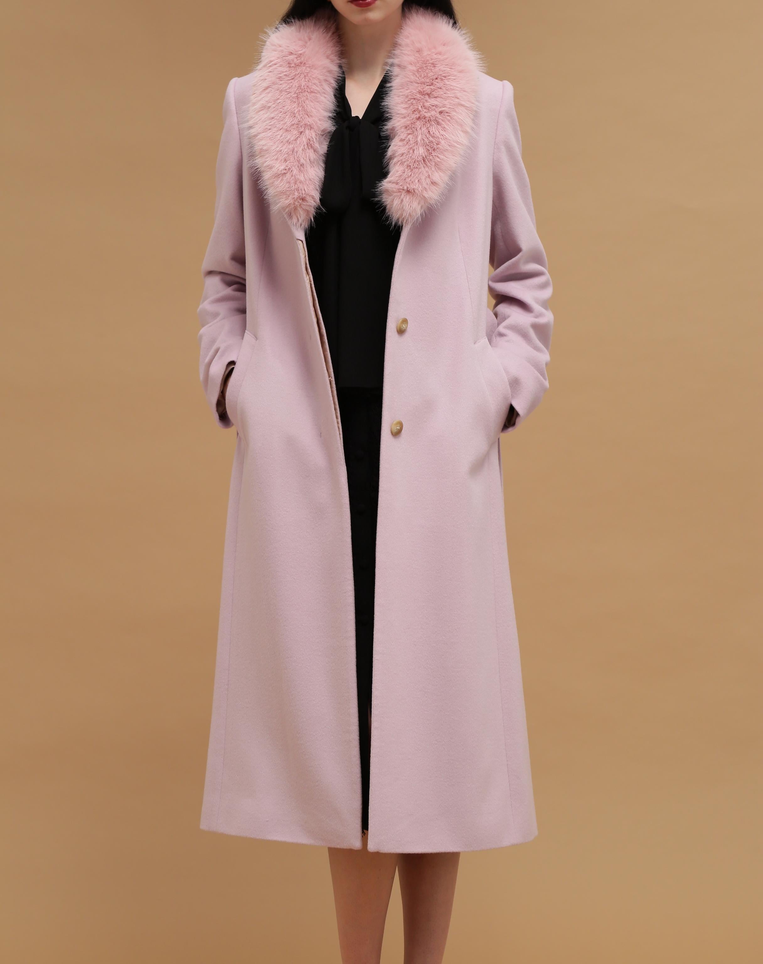 カシミヤ混ベルテッドコート ピンク