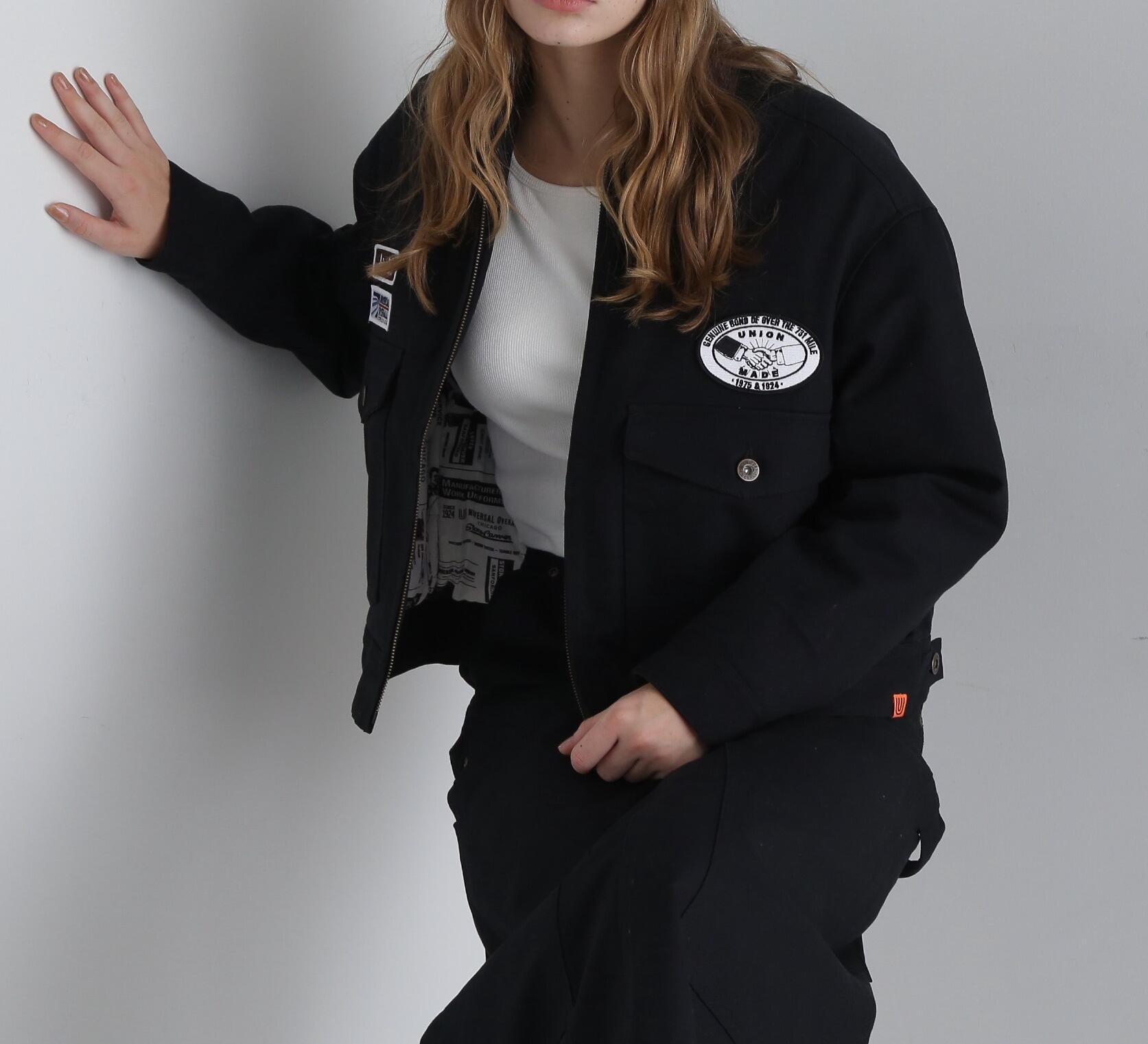 《AVI>EX × UNIVE>SAL OVE>ALL》WO>K JACKET WOMAN / ワークジャケット / アヴィレックス  ブラック