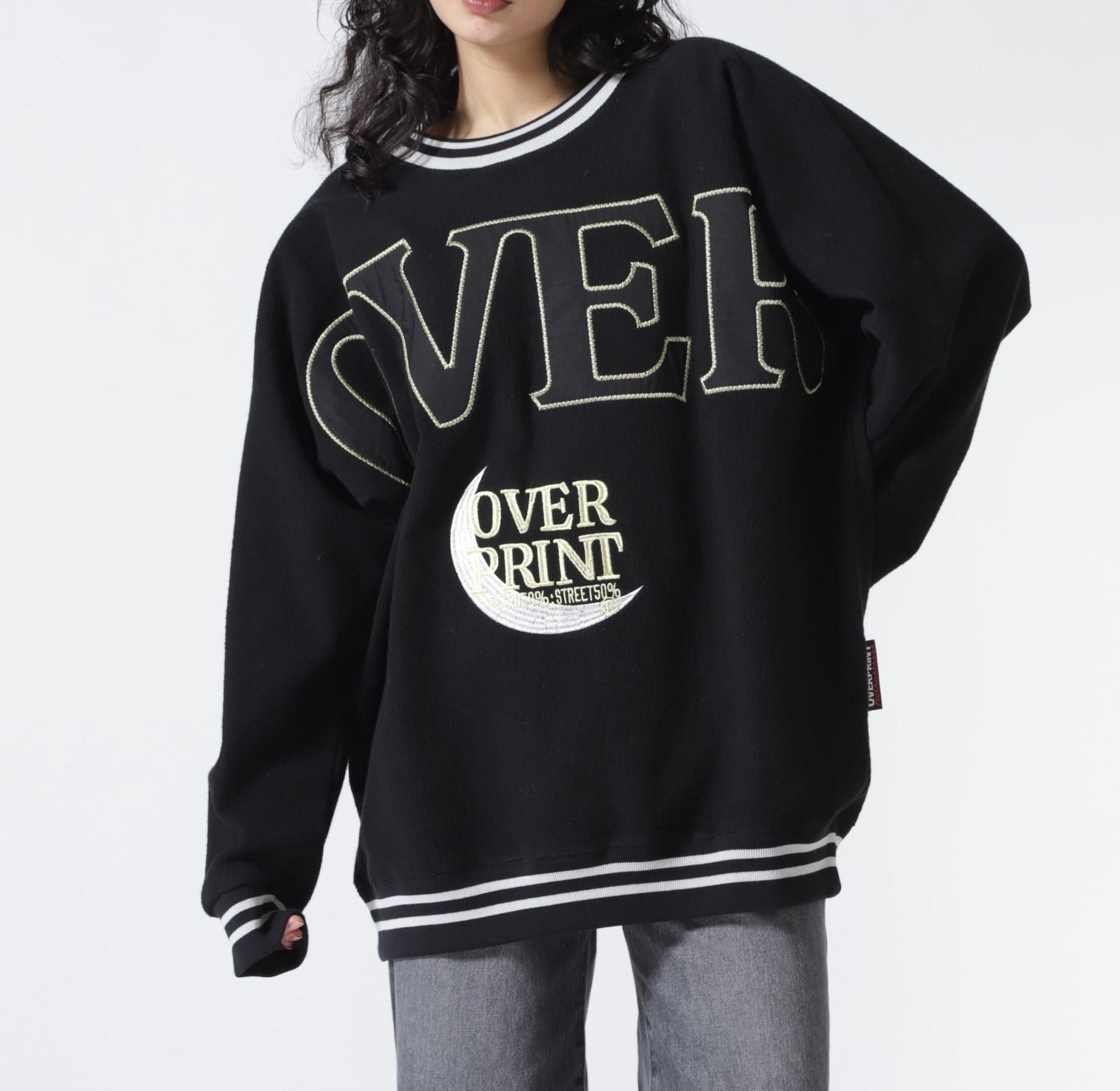 ovepint/オーバープリント/OVE> DOLMAN SWEATSHI>TS ブラック