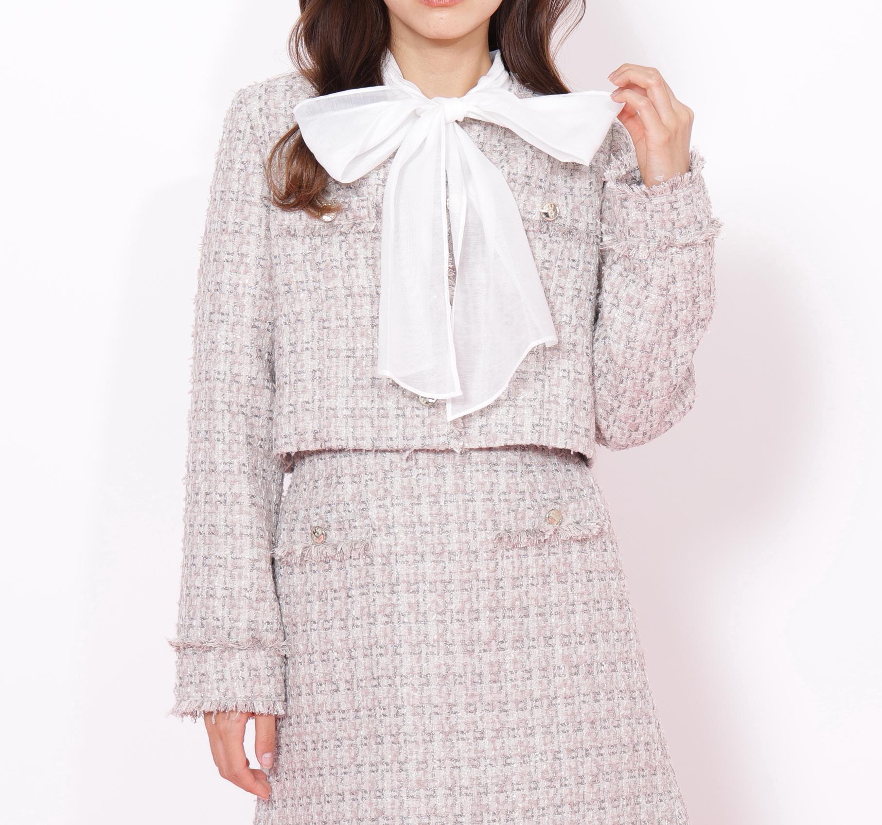 ファンシーツイードジャケット ピンク