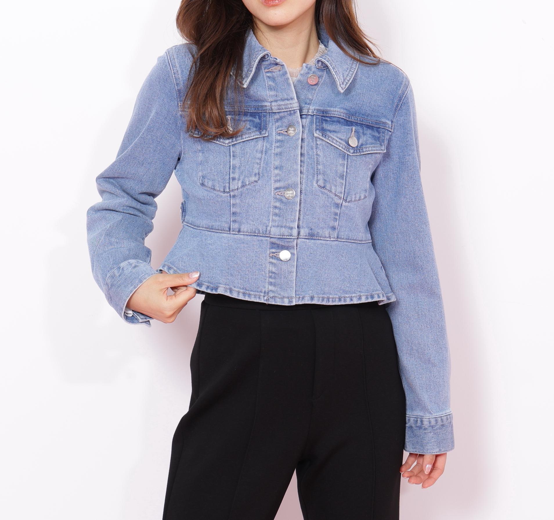 ペプラムデニムジャケット ブルー