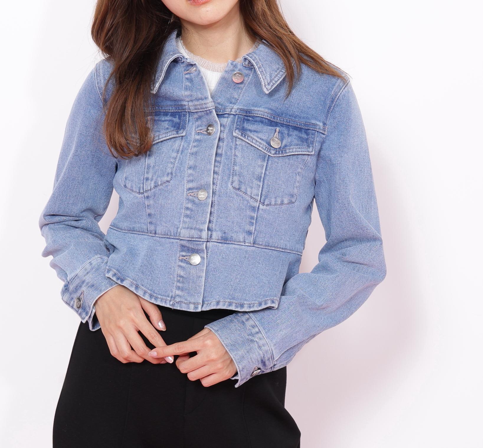 ペプラムデニムジャケット ブルー