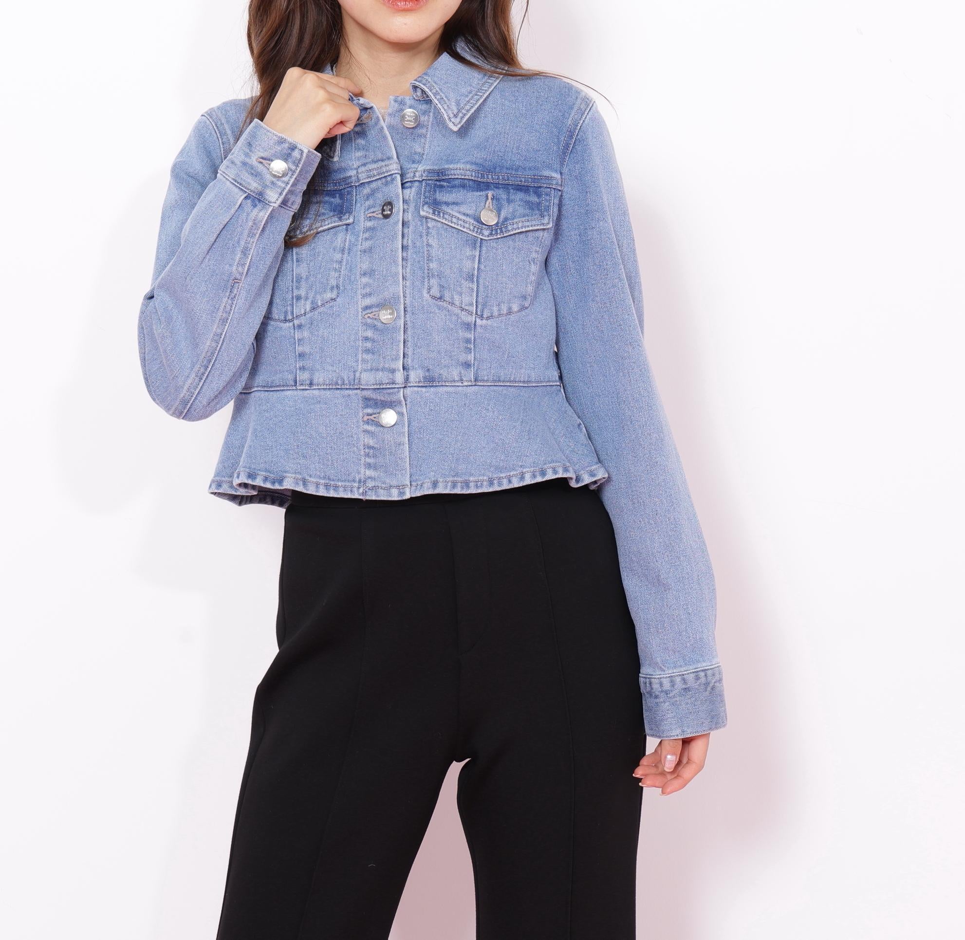 ペプラムデニムジャケット ブルー