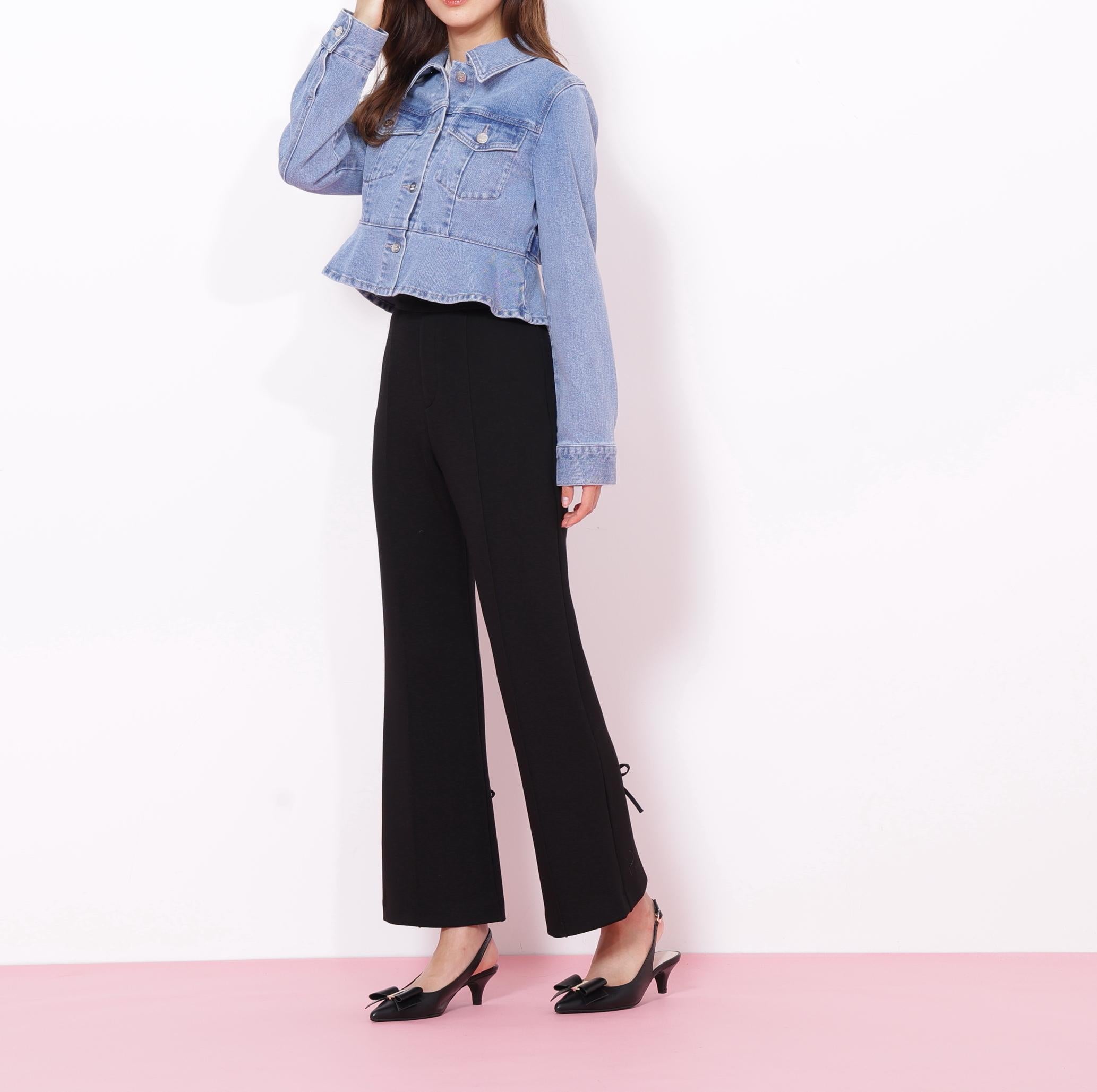 ペプラムデニムジャケット ブルー