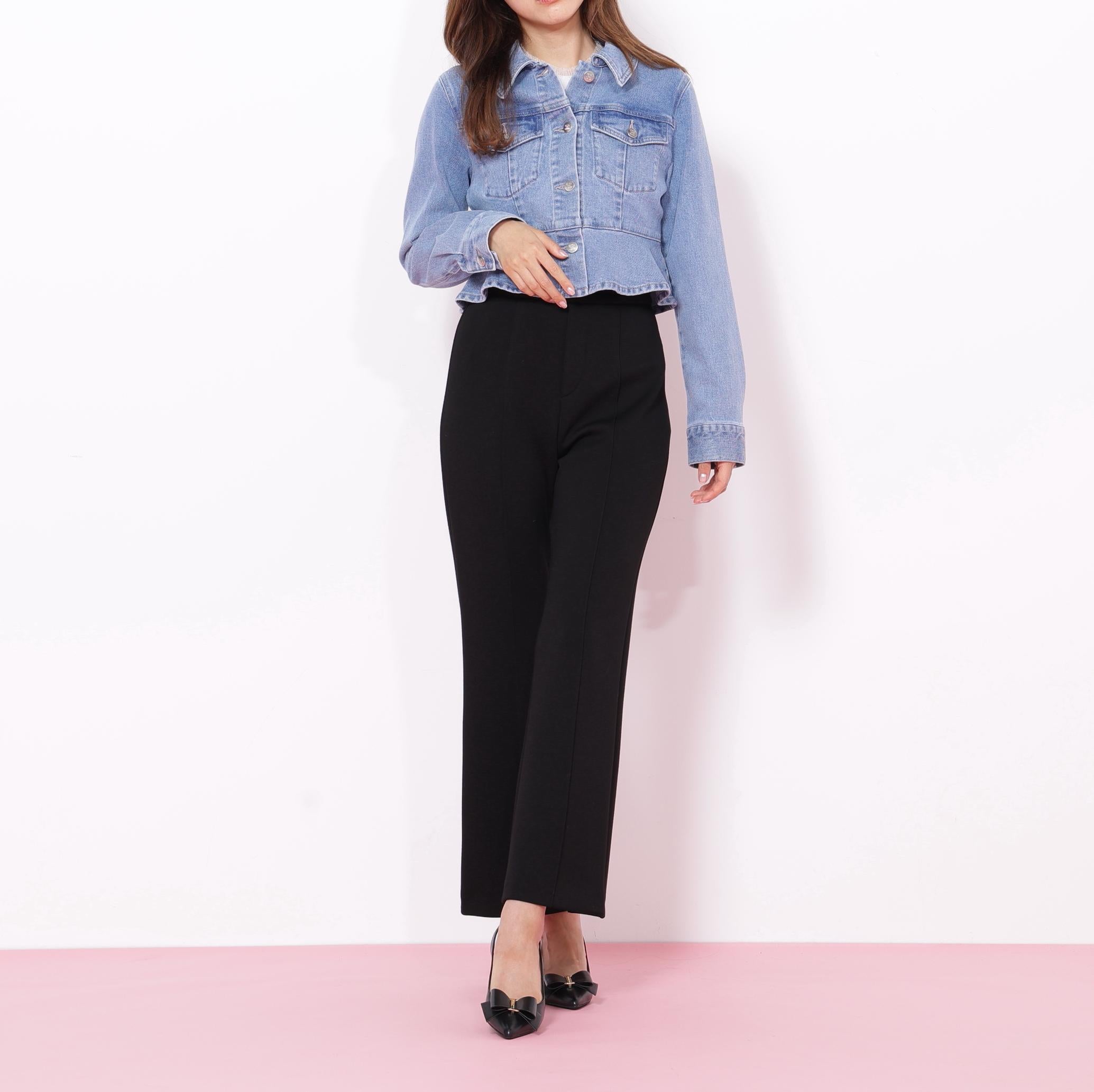 ペプラムデニムジャケット ブルー