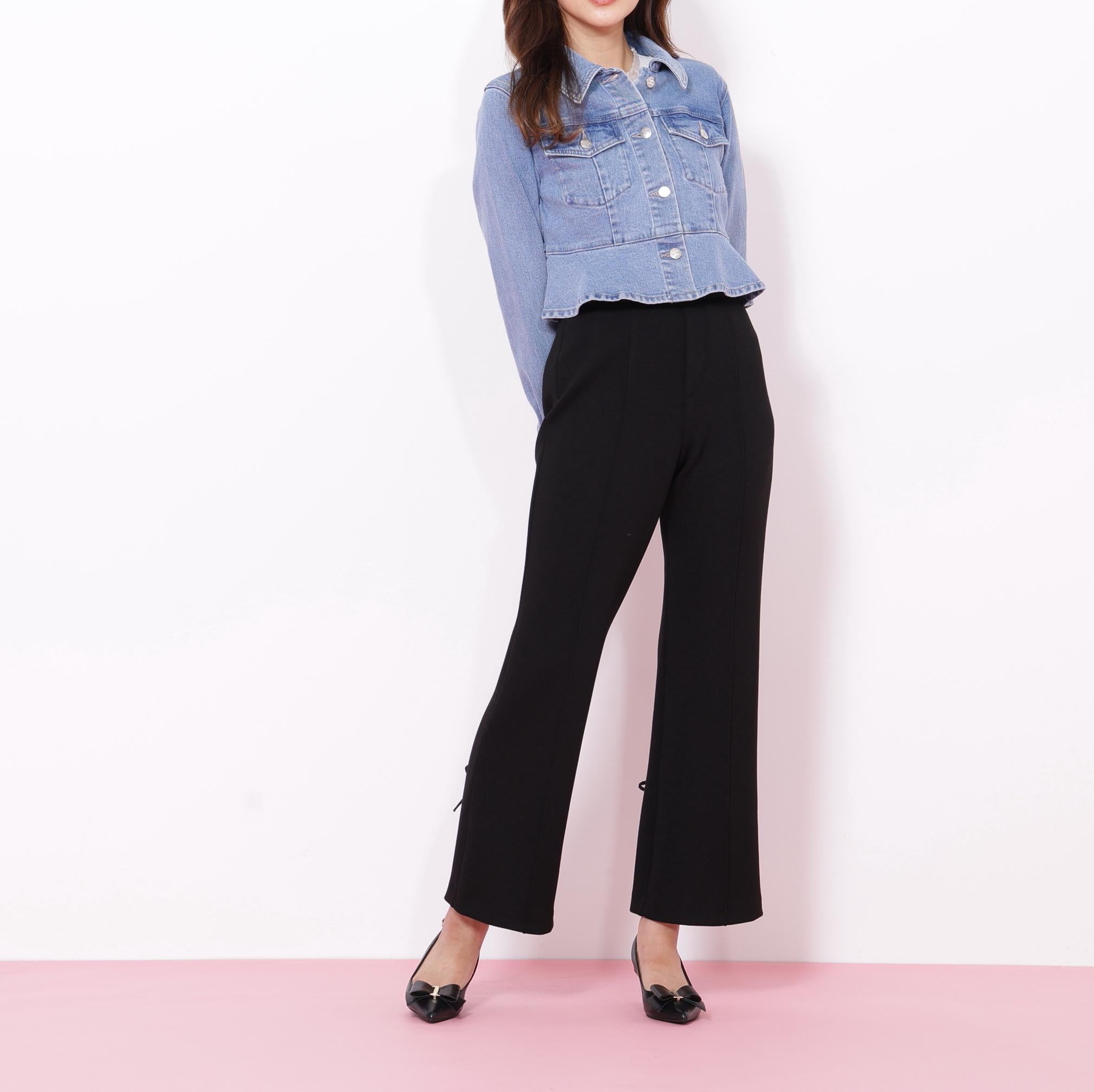 ペプラムデニムジャケット ブルー