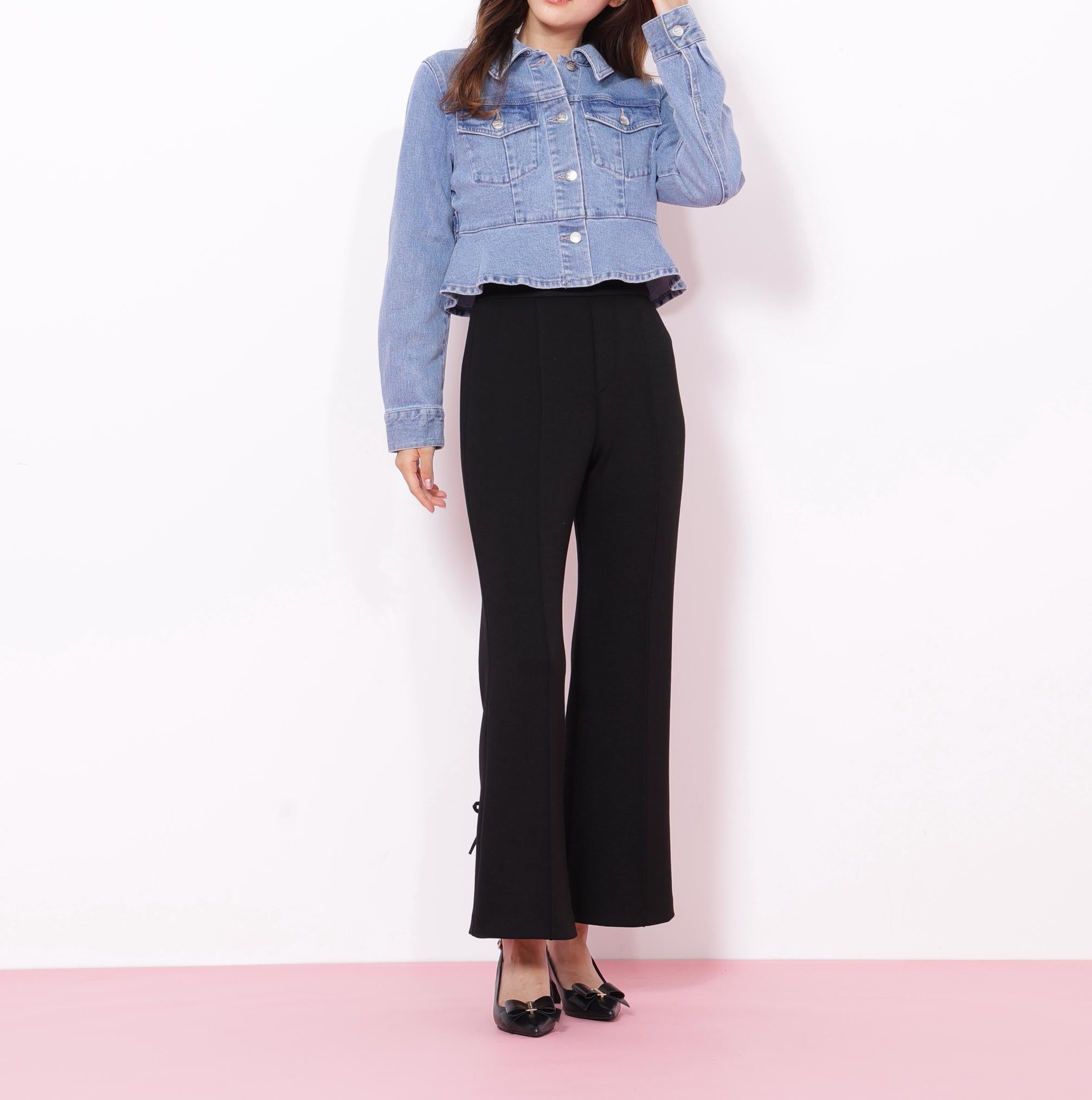 ペプラムデニムジャケット ブルー