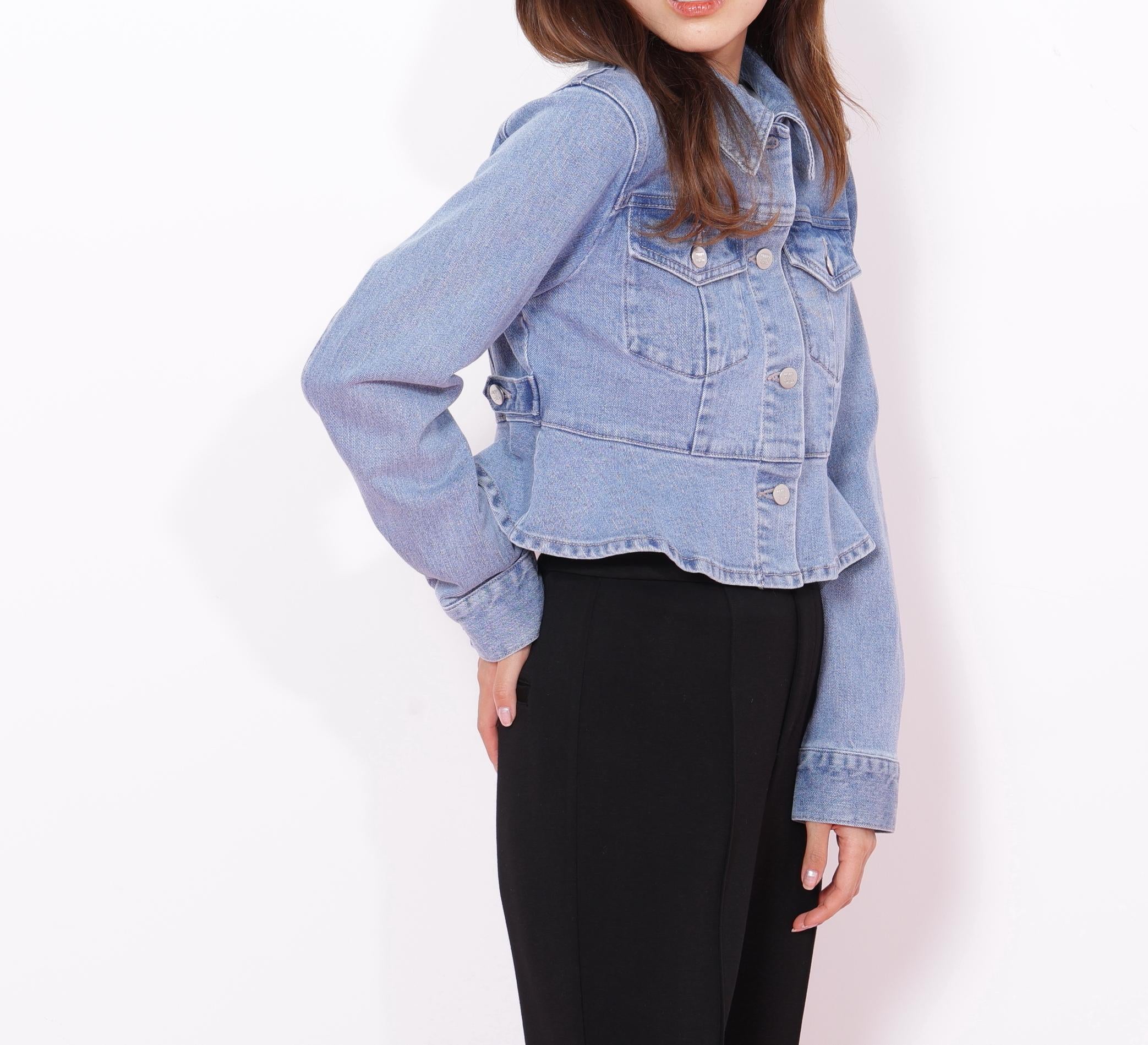 ペプラムデニムジャケット ブルー
