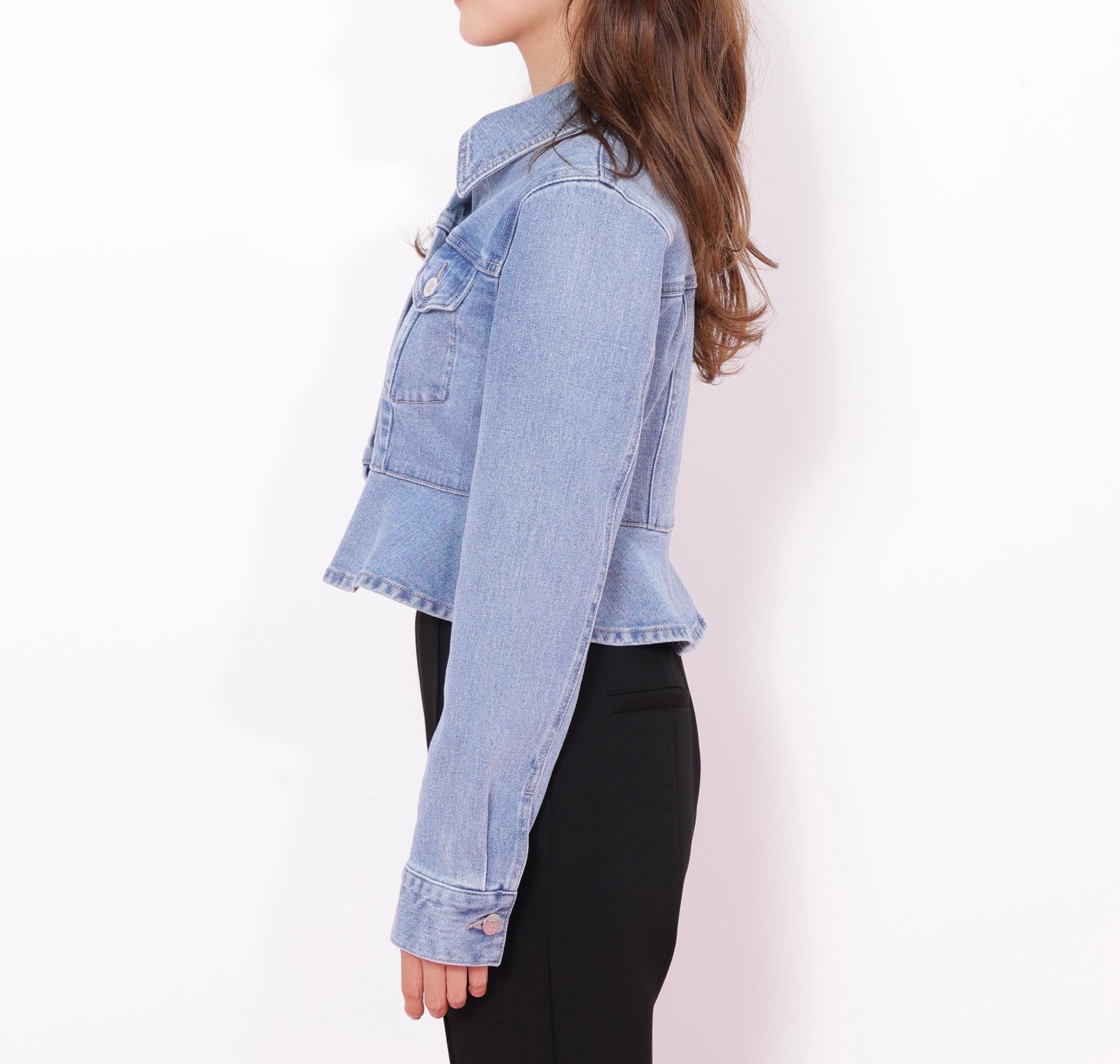 ペプラムデニムジャケット ブルー